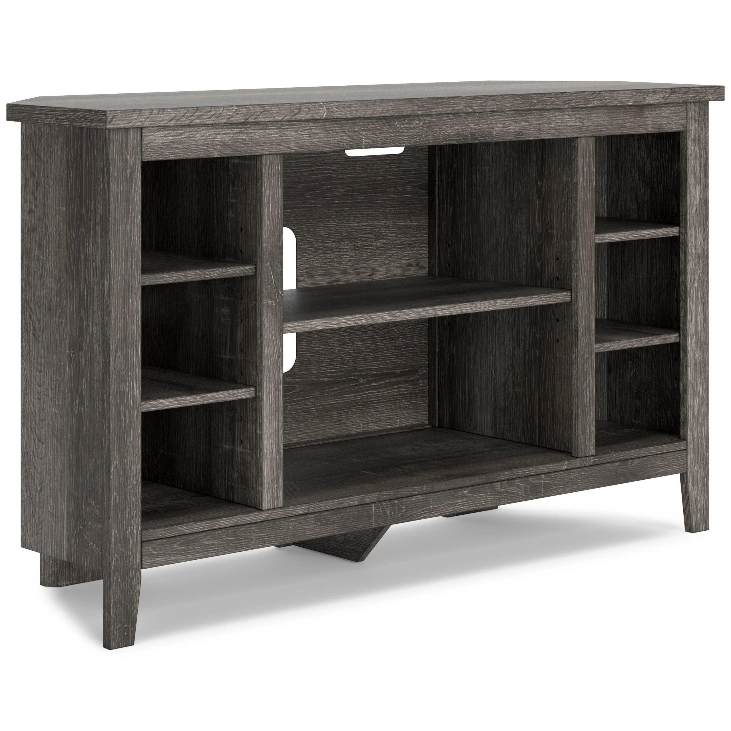 Arlenbry Large Gray Corner TV Stand with Cabinet - Image 2
