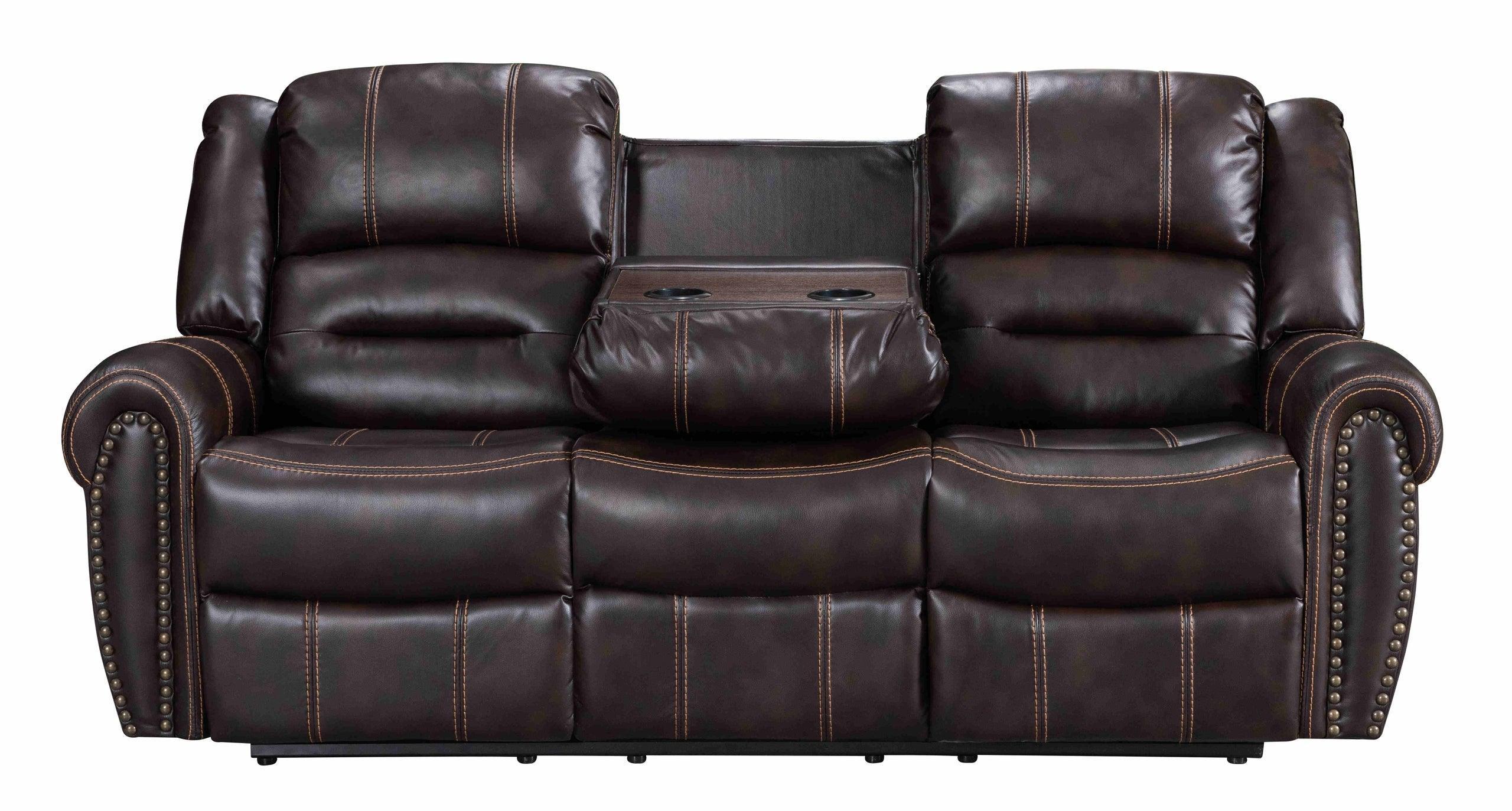 Lexington Brown Faux Leather 3-Piece Reclining Set - Image 2