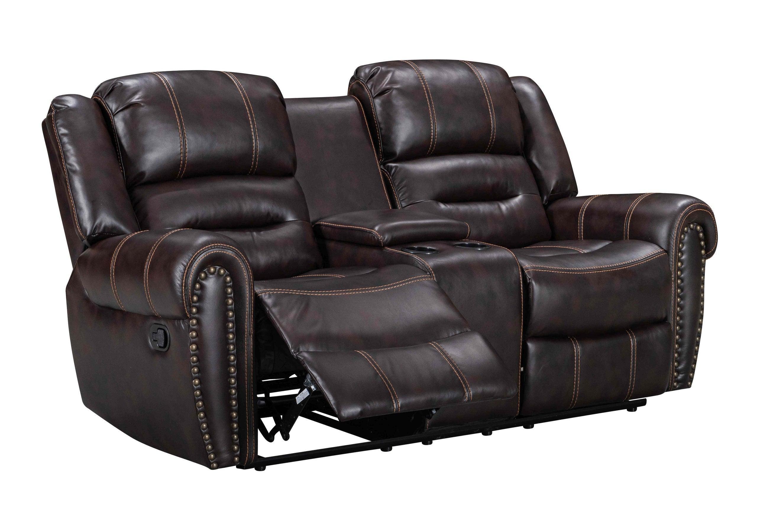 Lexington Brown Faux Leather 3-Piece Reclining Set - Image 3