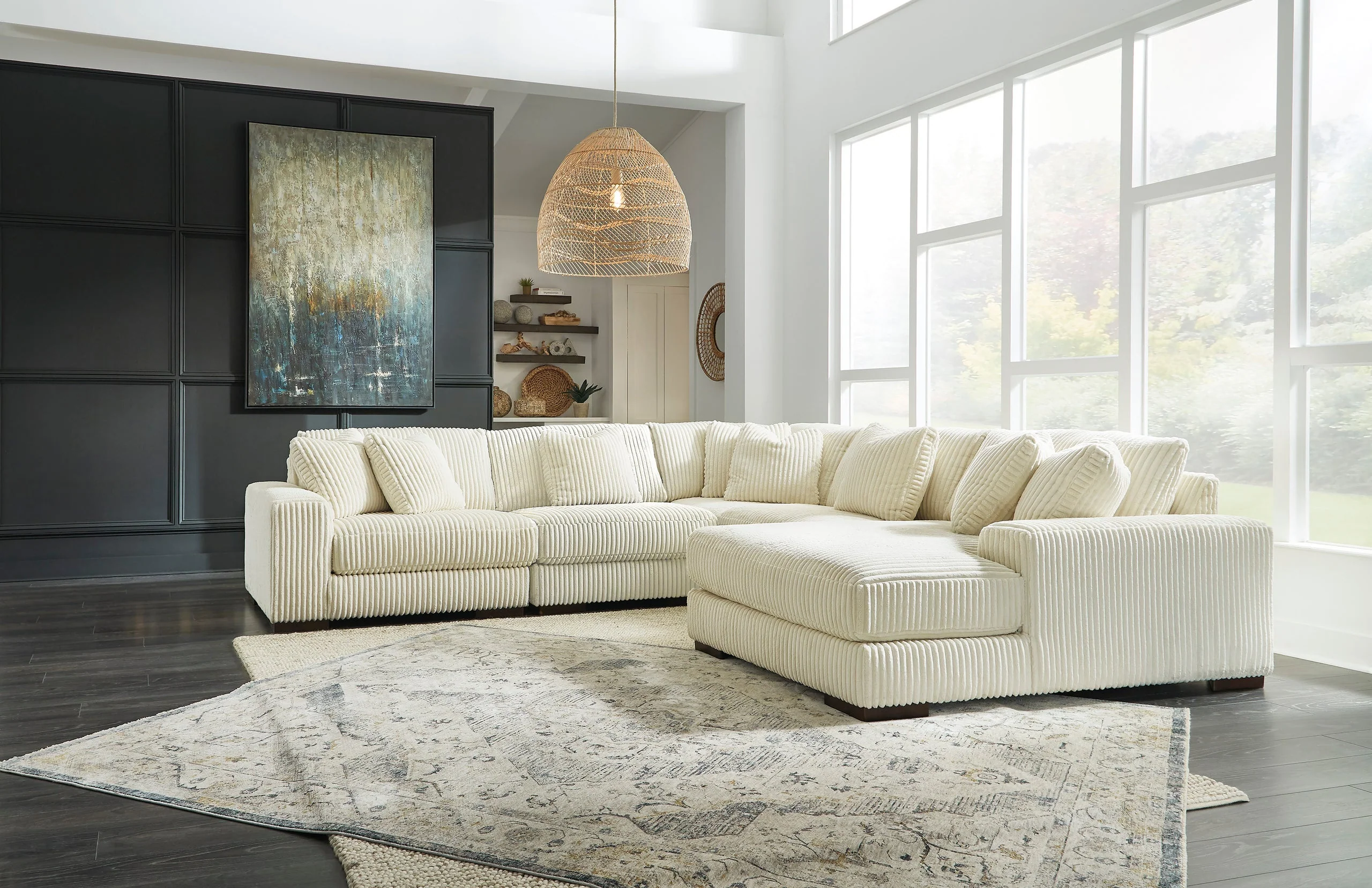 Tuleven Ivory 6-Piece Sectional RAF Chaise - Image 2