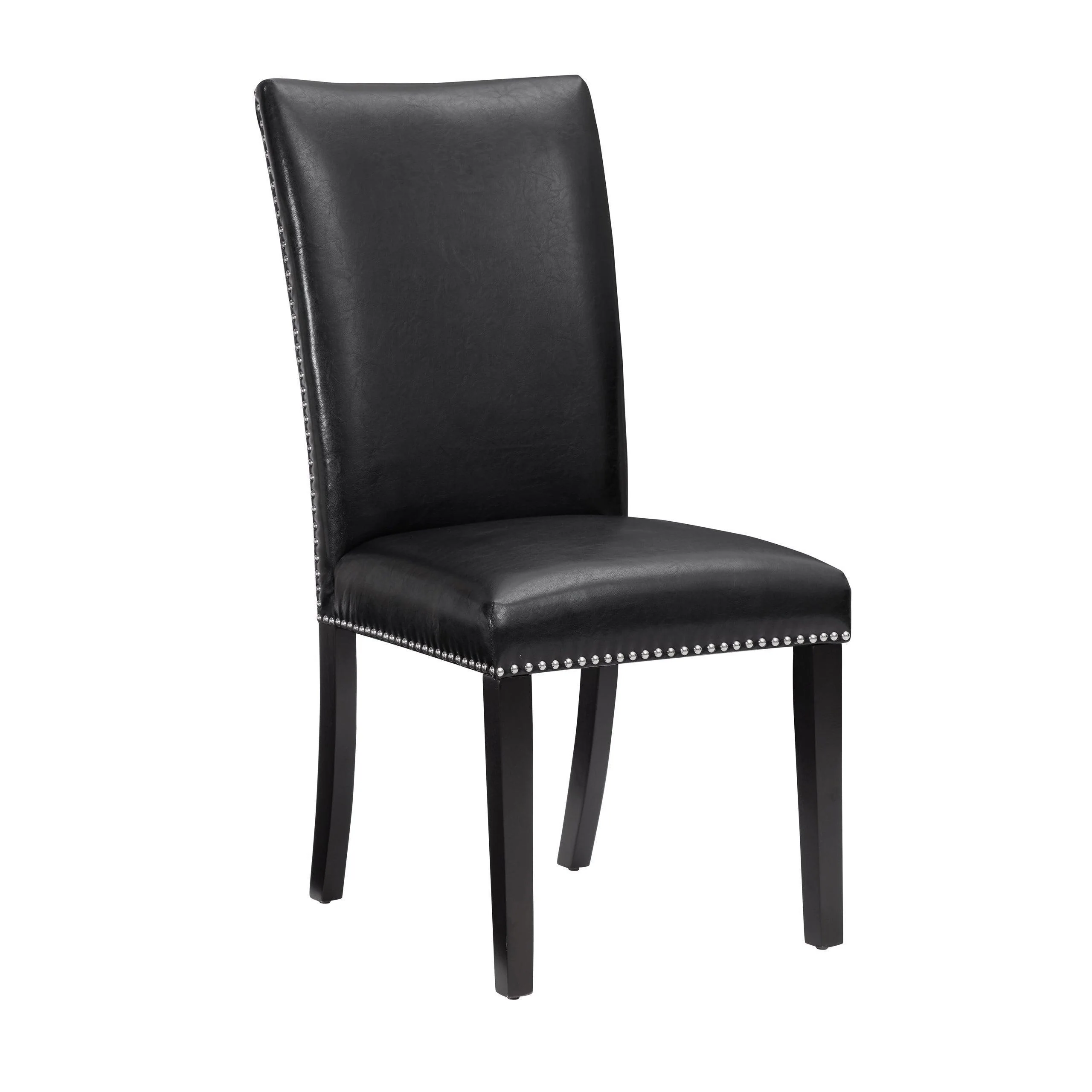 Finl Black PU Parsons Faux Leather Genuine Marble Dining Room Set - Image 2
