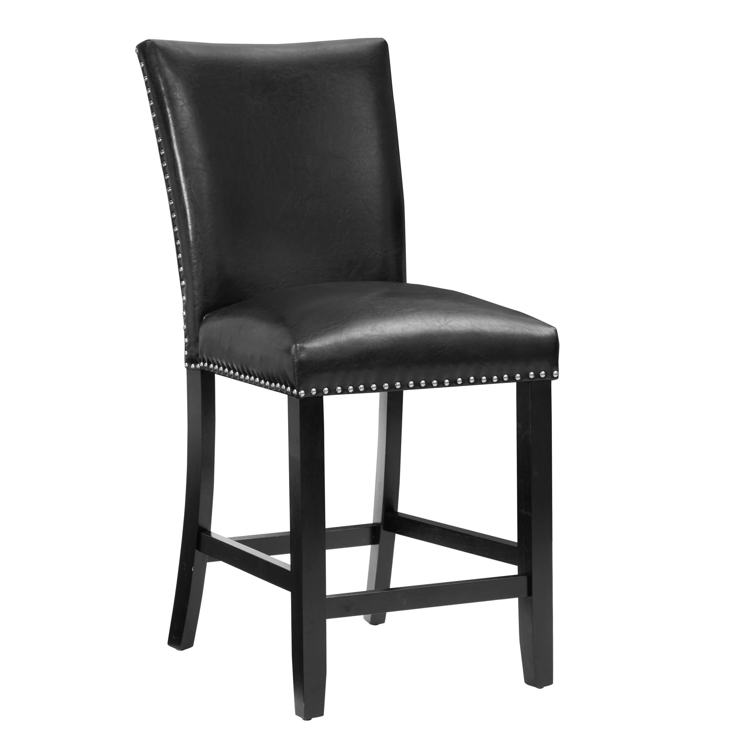 Finley Black Faux Leather Genuine Marble Counter Height Set - Image 2