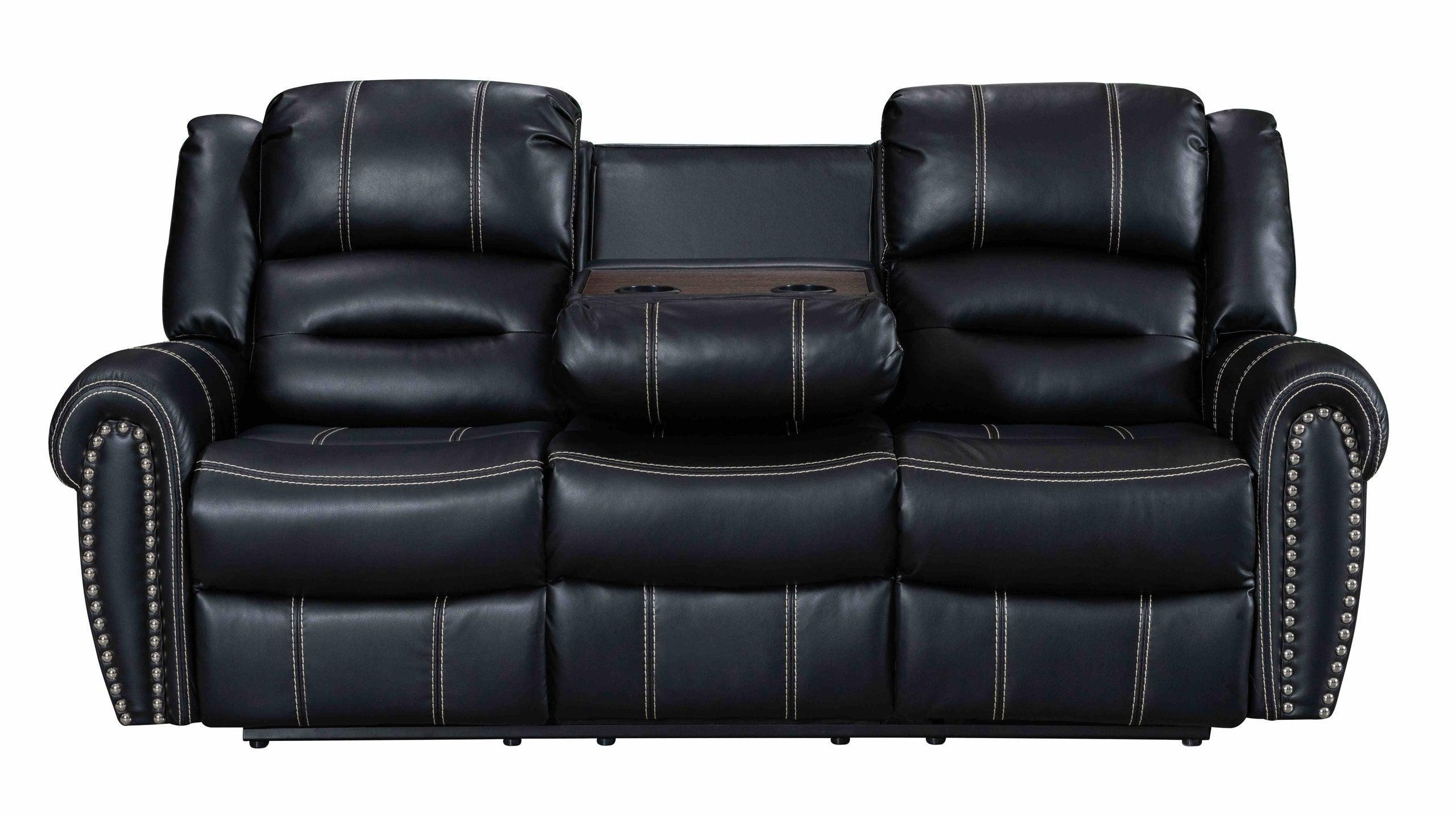 Lexington Black Faux Leather 3-Piece Reclining Set - Image 2