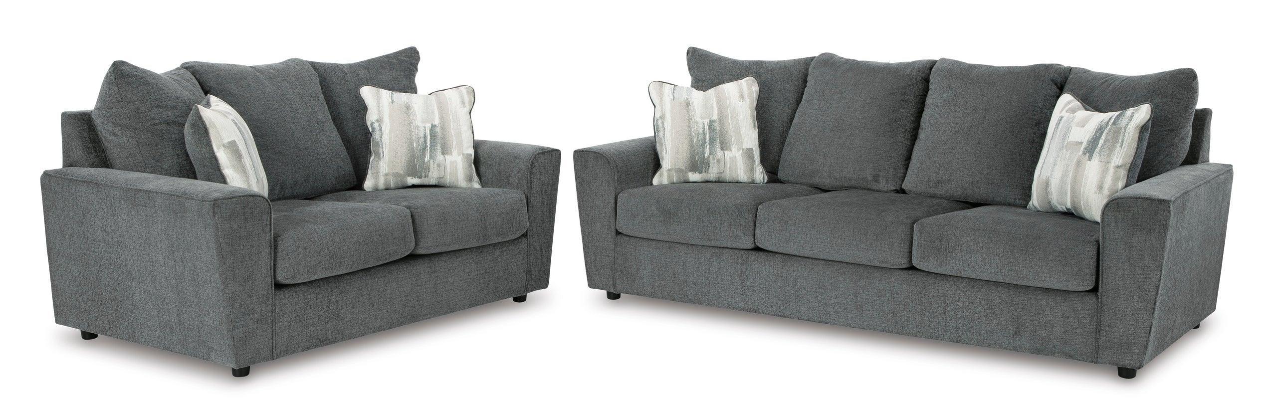 Ashley Gravel Fabric Upholstered Sofa Loveseat - Image 2