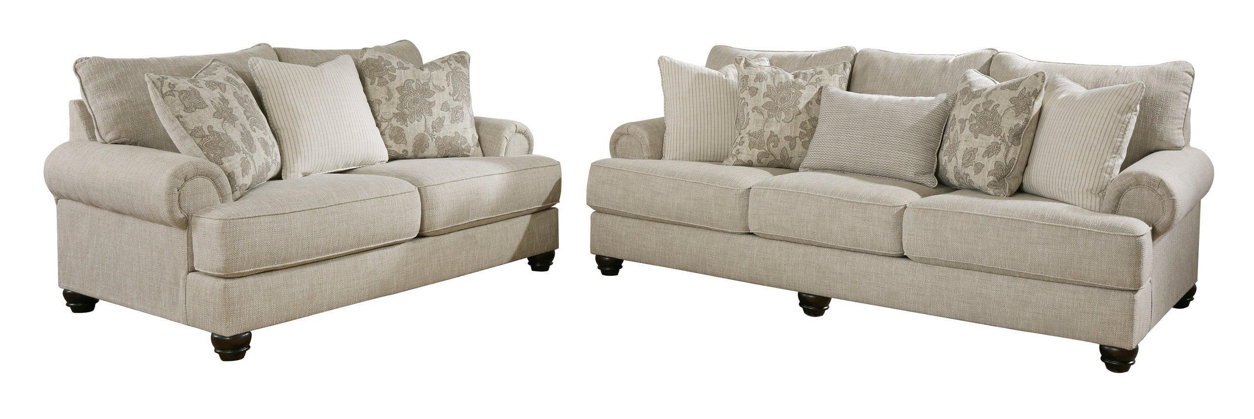 Ashley Fog Fabric Upholstered Sofa Loveseat - Image 2