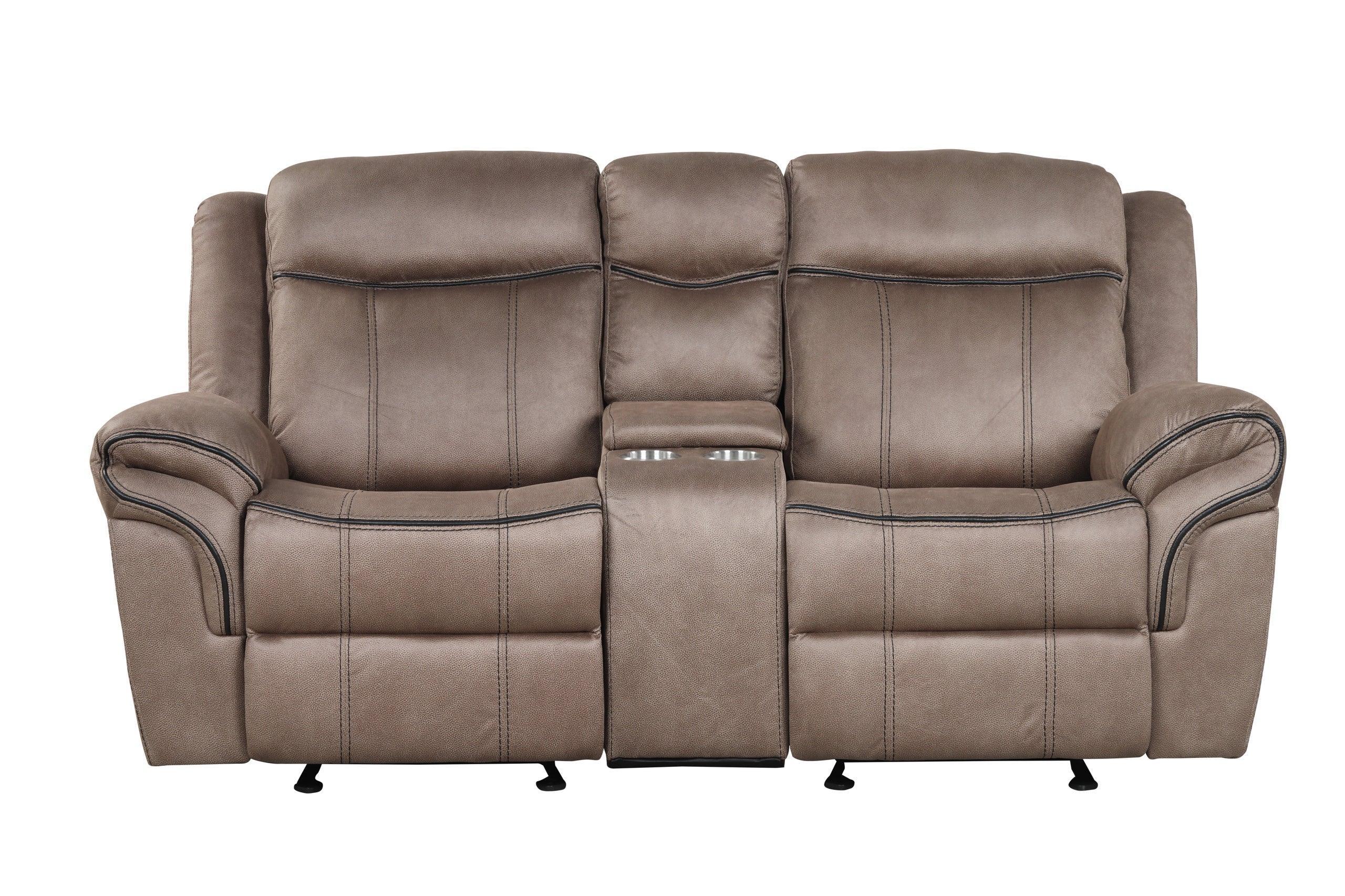 Andres Brown Faux Leather Upholstered 3-Piece Reclining Living Room Set - Image 3