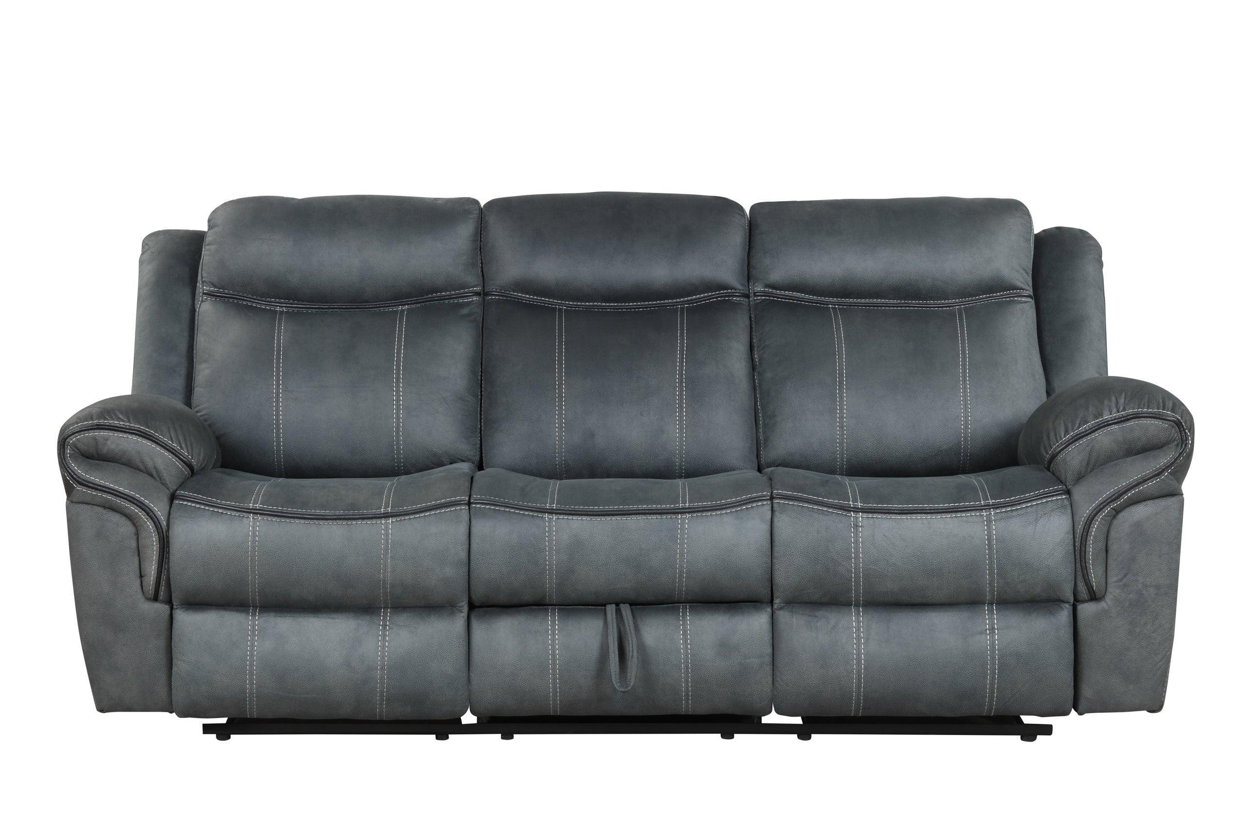Andres Gray Faux Leather Upholstered 3-Piece Reclining Living Room Set - Image 3