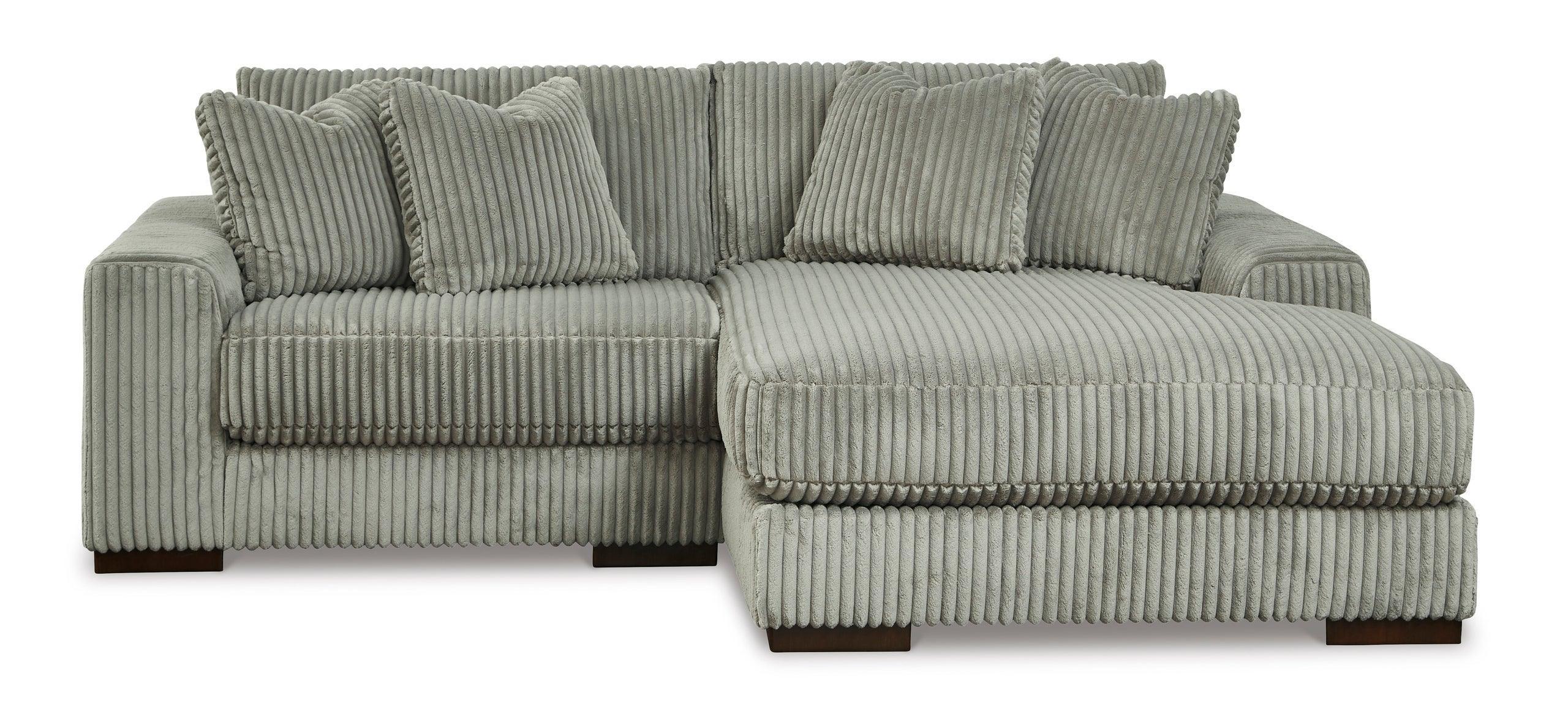 Lindyn Fog Gray Faux Upholstered Sectional - Image 2
