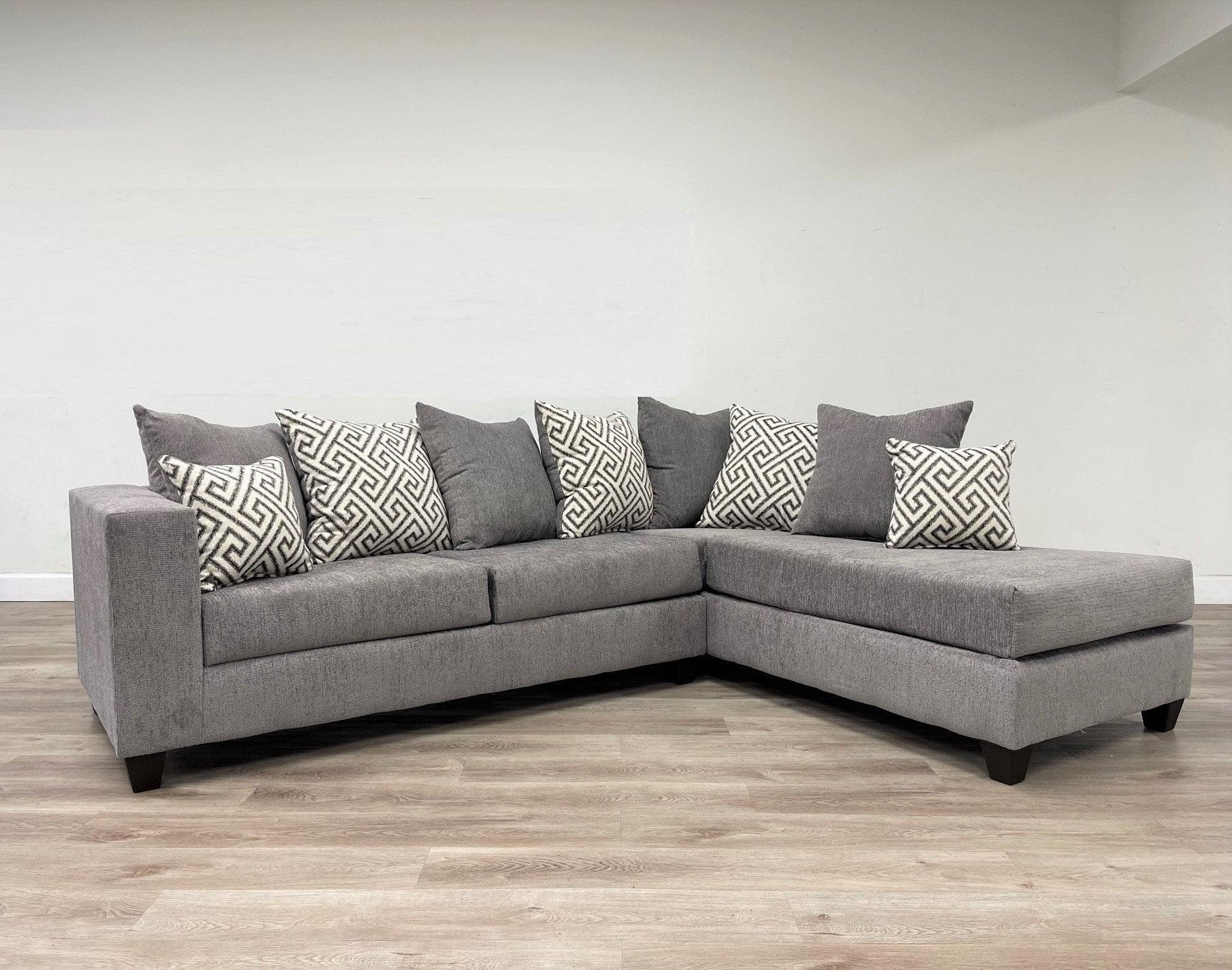 Monroe Smoke Fabric Chenille Sectional - Image 1