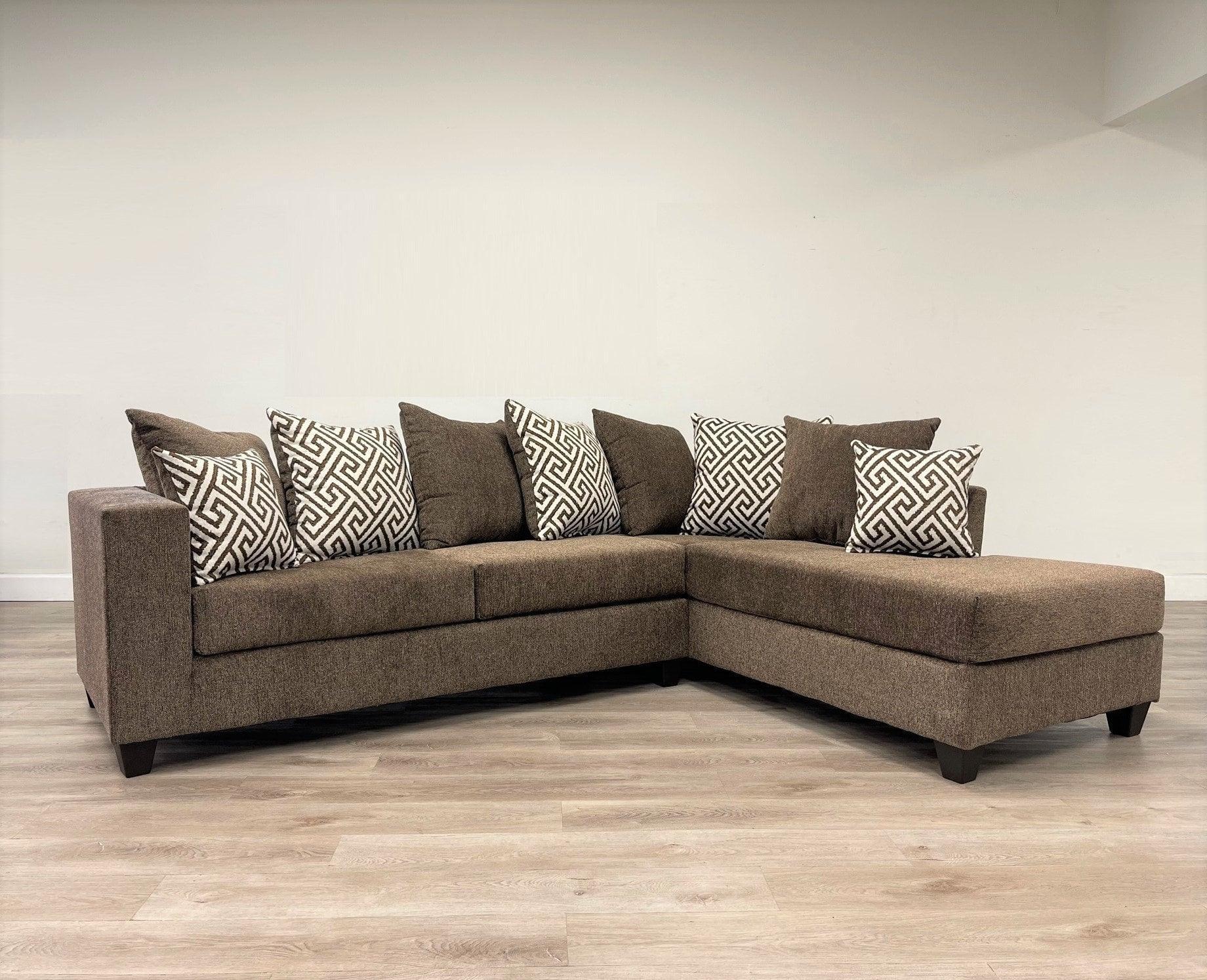 Monroe Mocha Fabric Chenille Sectional - Image 1