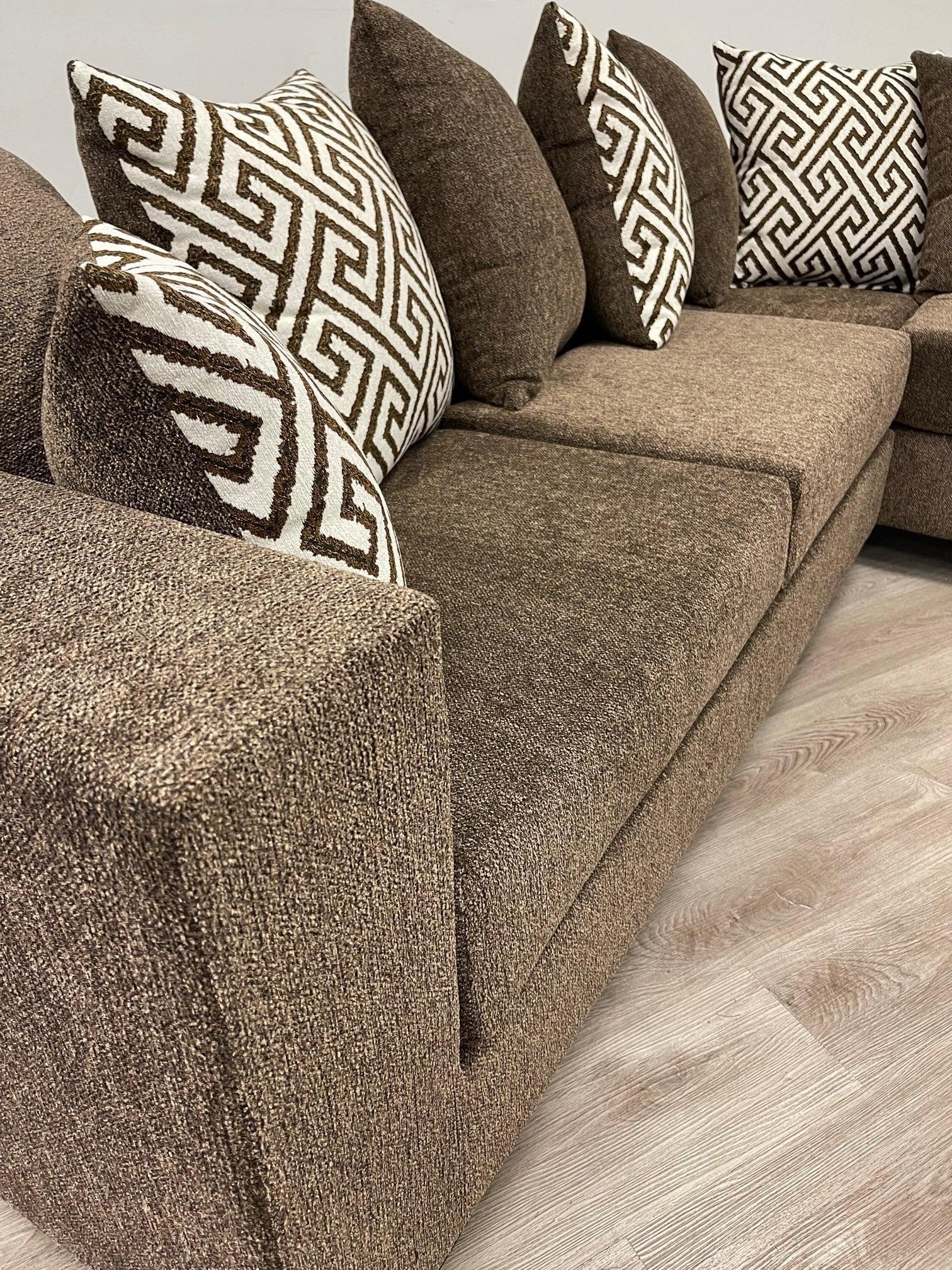 Monroe Mocha Fabric Chenille Sectional - Image 2