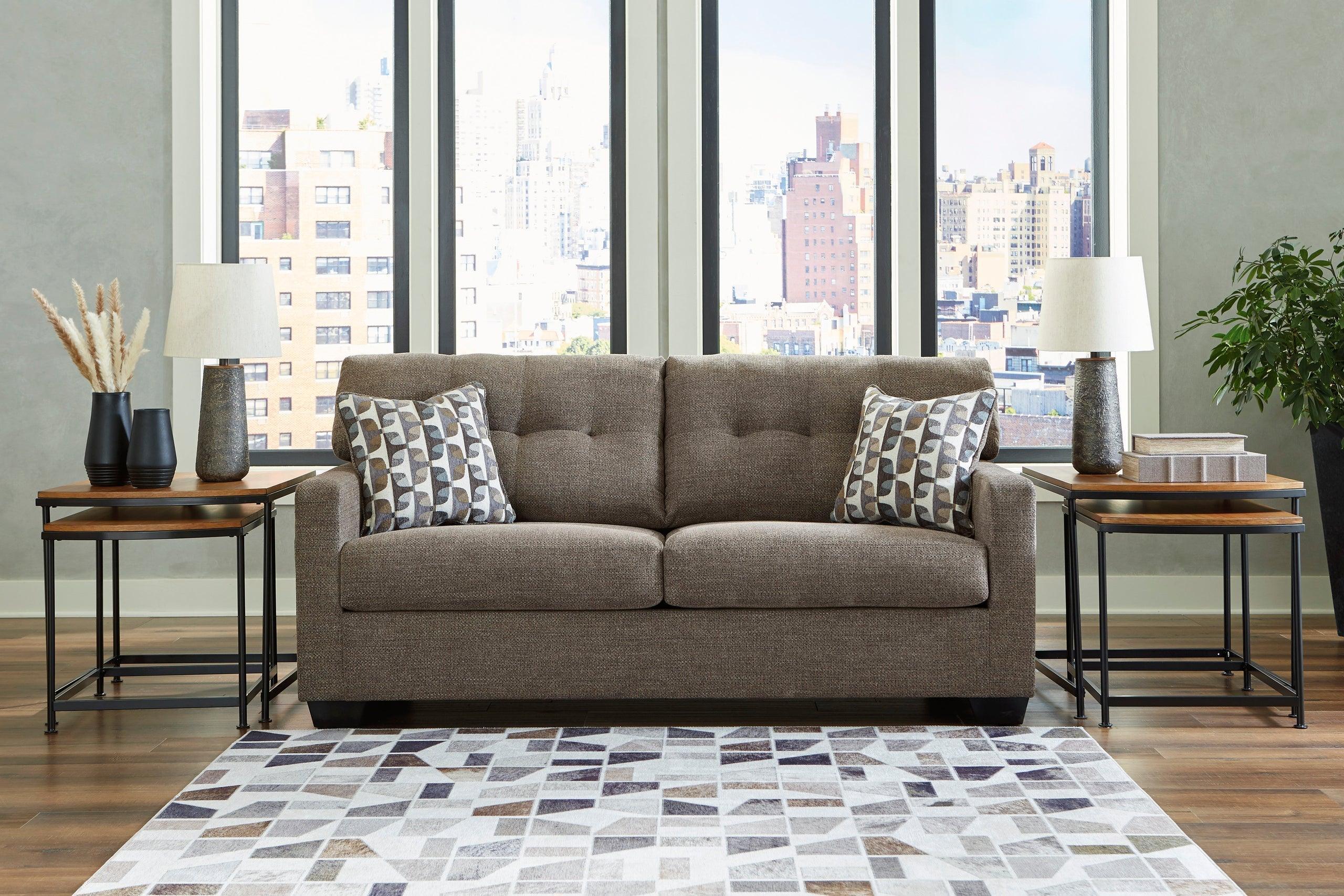 Chocolate Faux Fabric Upholstered Tufted Full Sofa Sleeper - Image 2