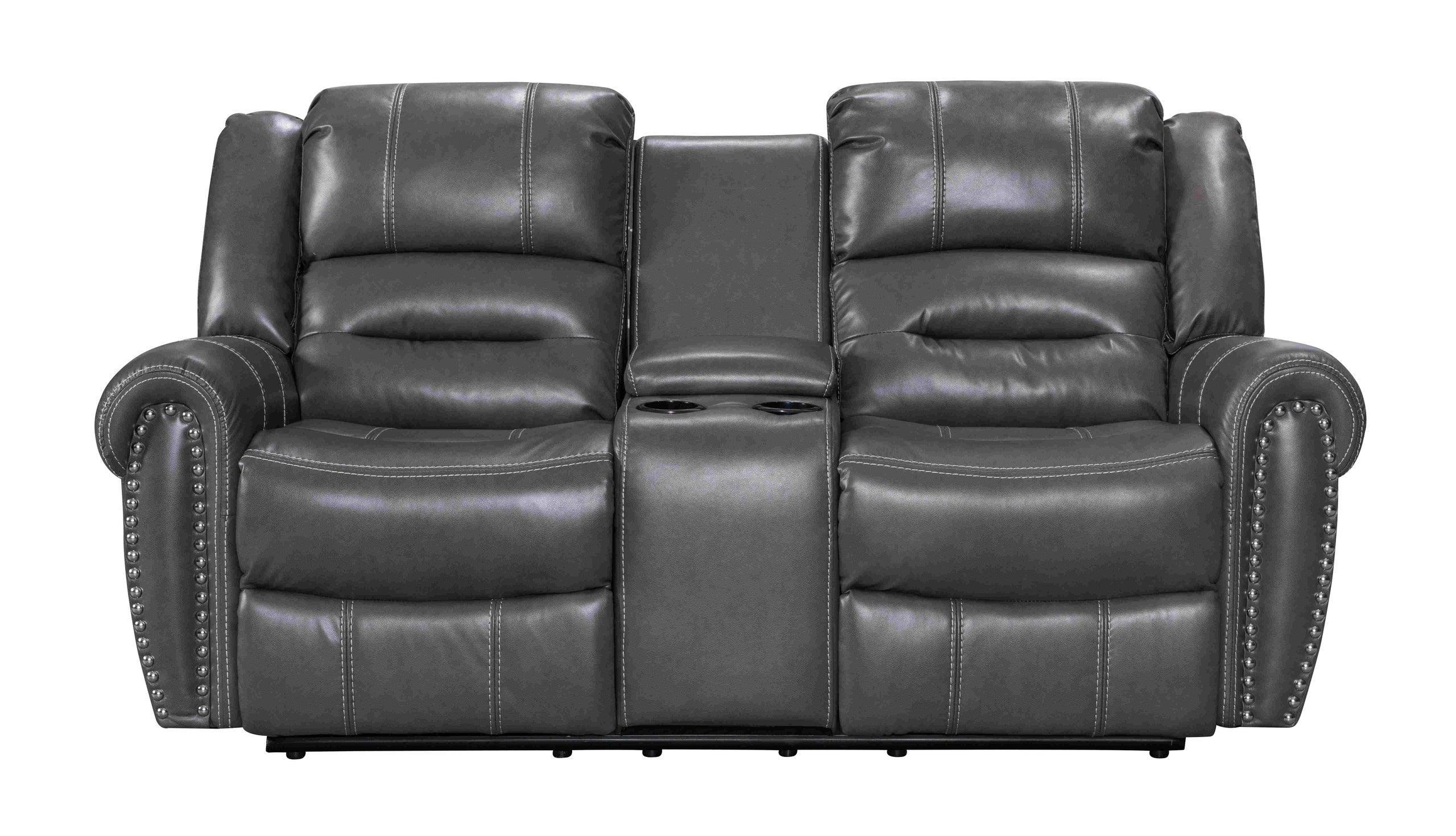 Lexington Gray Faux Leather 3-Piece Reclining Set - Image 3