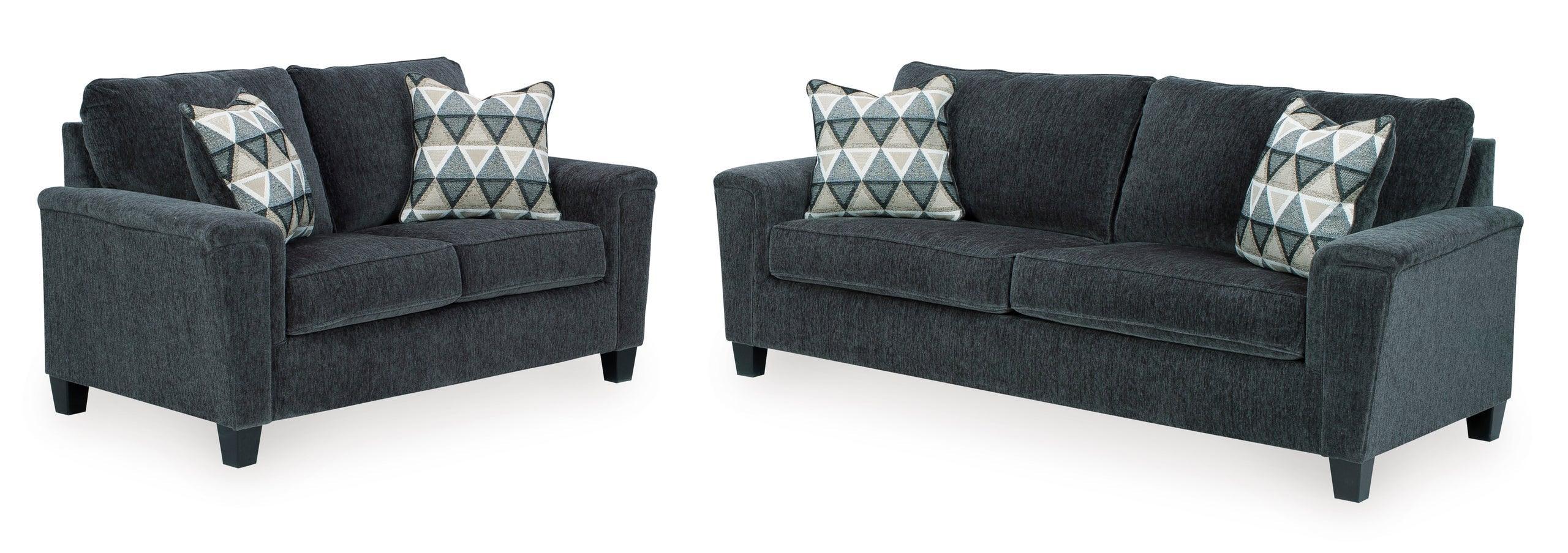 Ashley Smoke Fabric Upholstered Sofa Loveseat - Image 2