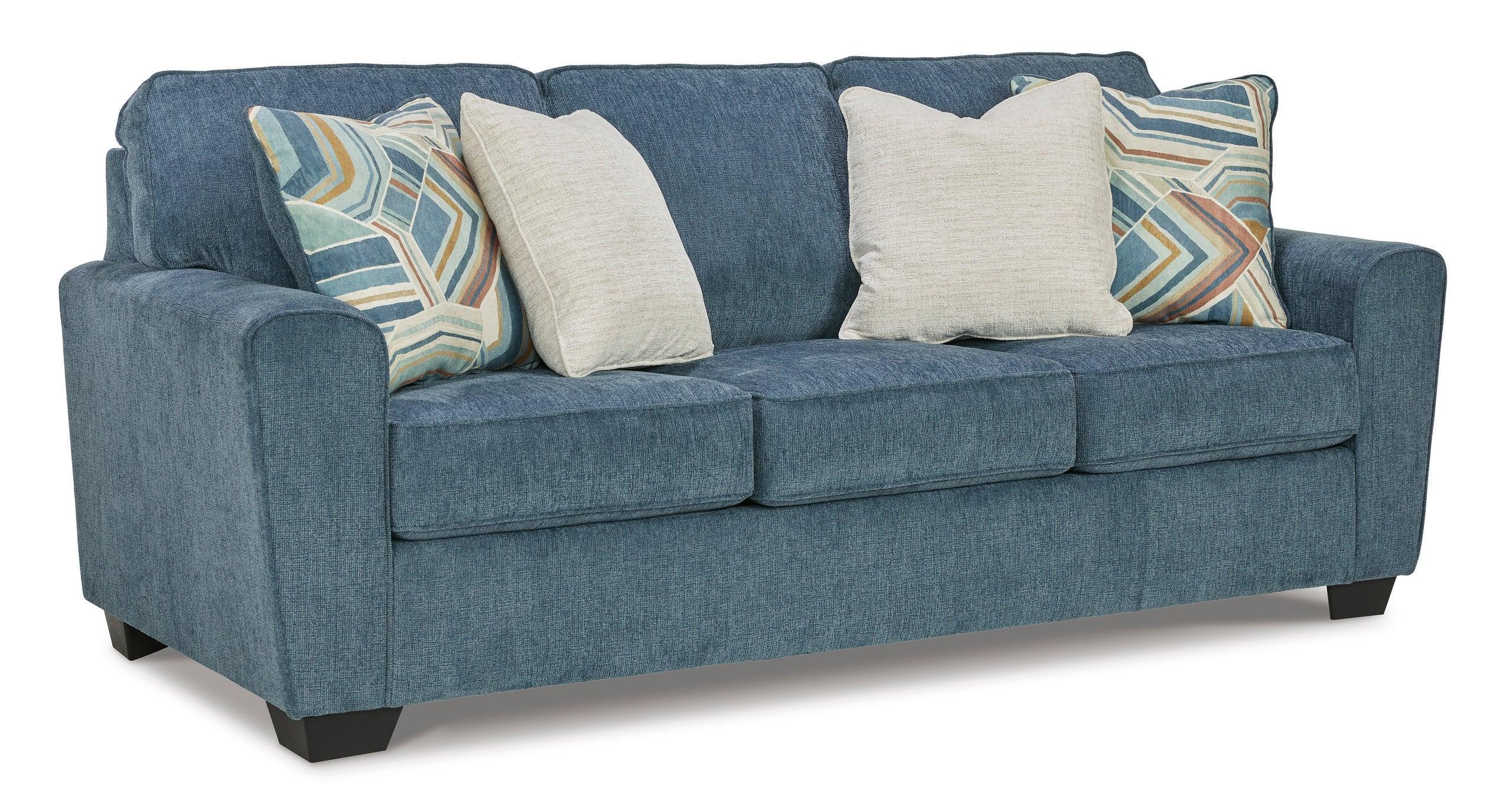 Ashley Blue Fabric Upholstered Sofa Loveseat - Image 2