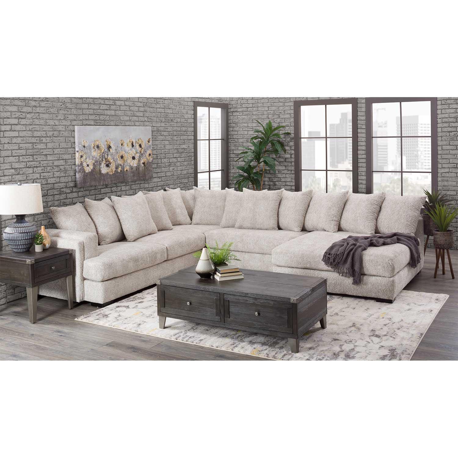 S Gray Neutral Fabric Upholstered Oversized Sectional - Image 1
