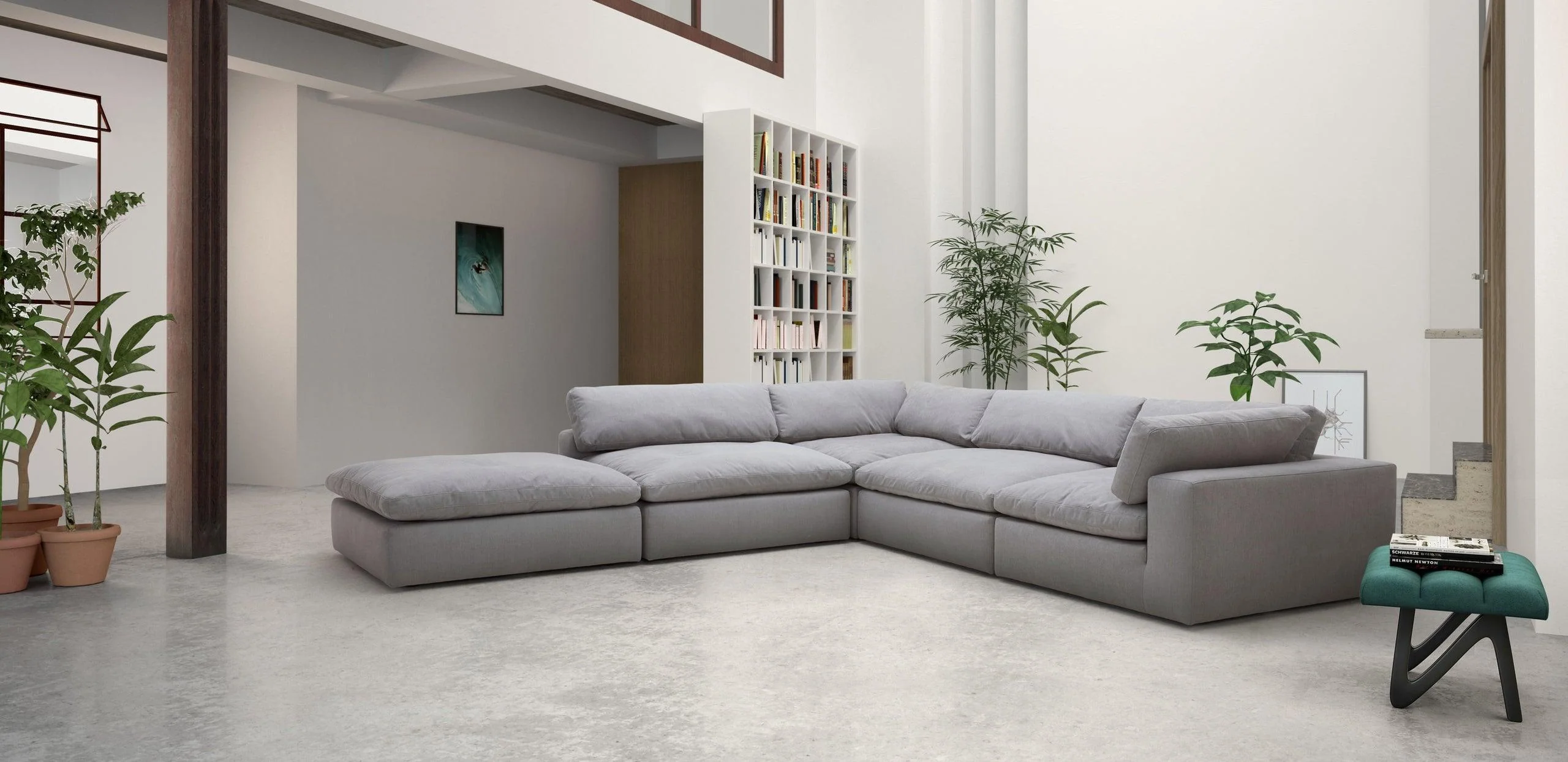 Xl Cloud Gray Sectional + Ottoman Set - Image 2