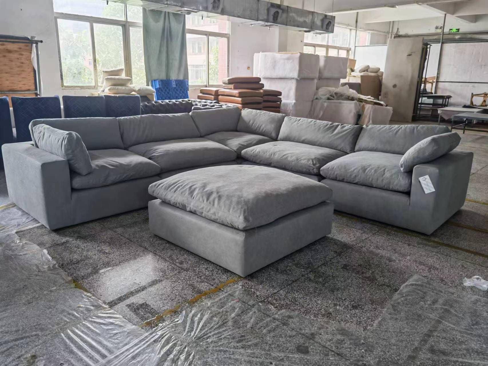 Xl Cloud Gray Sectional + Ottoman Set - Image 1