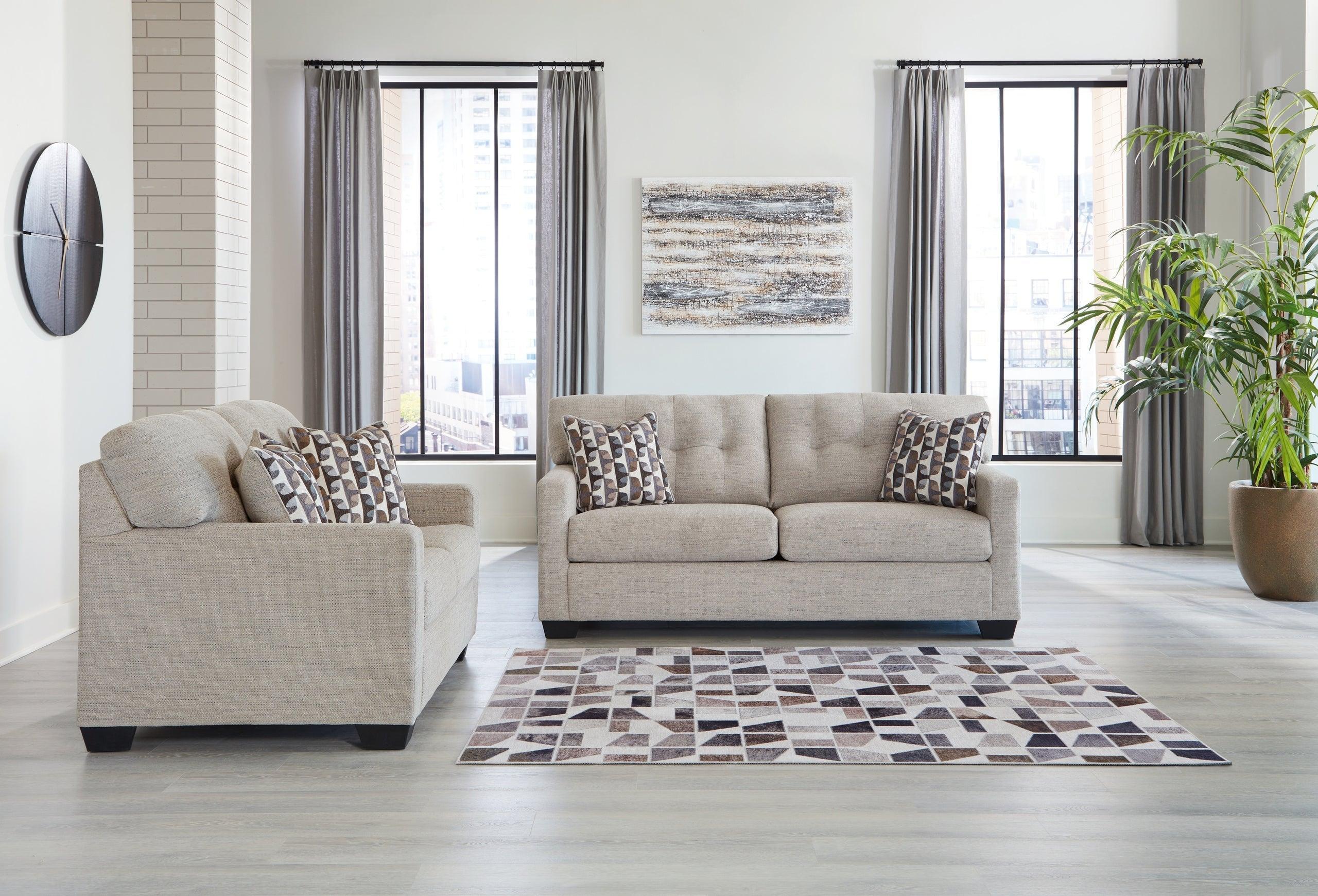 Ashley Pebble Fabric Upholstered Tufted Sofa Loveseat - Image 2