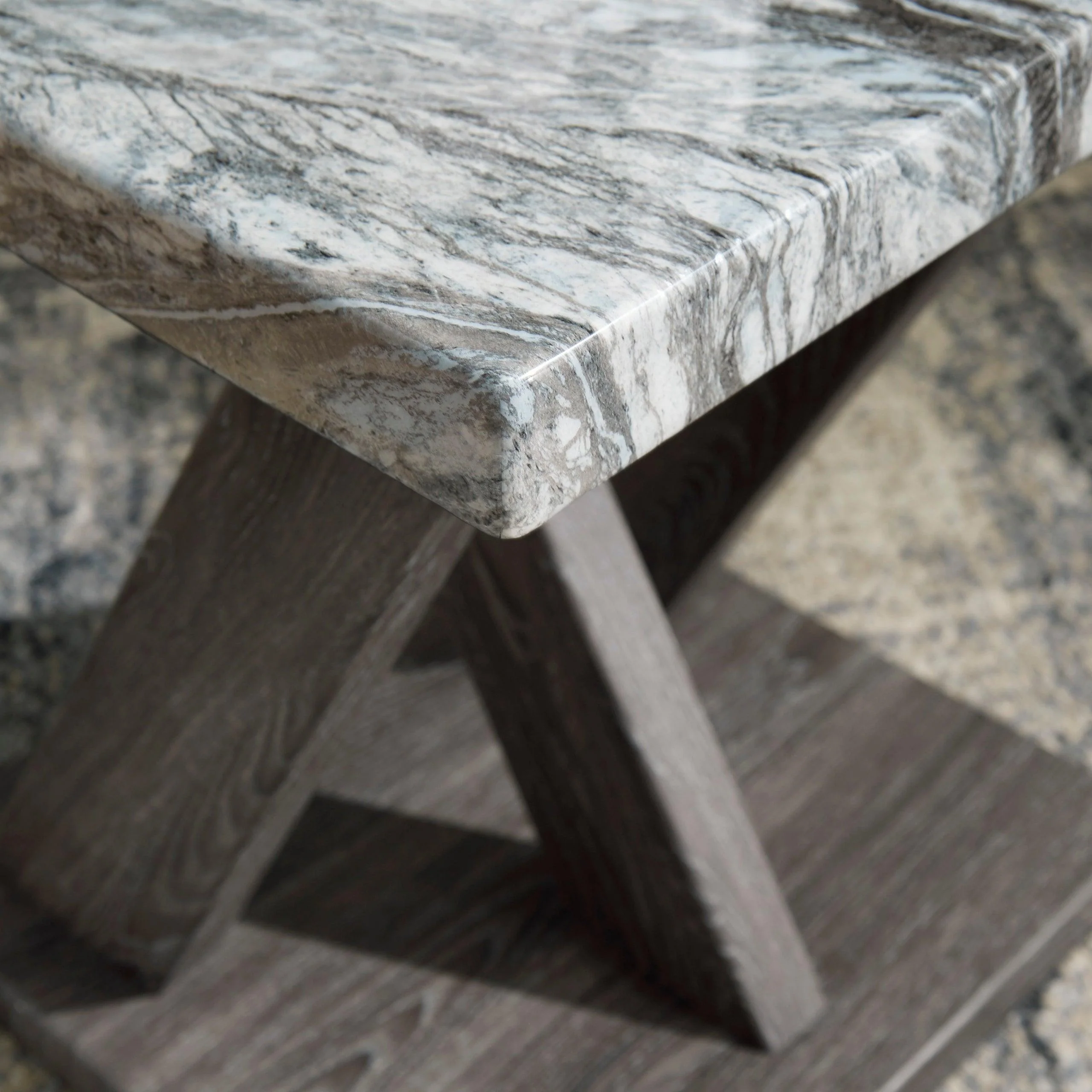 Kina Brown Gray Marble Top Rectangle Occasional Table Set - Image 3