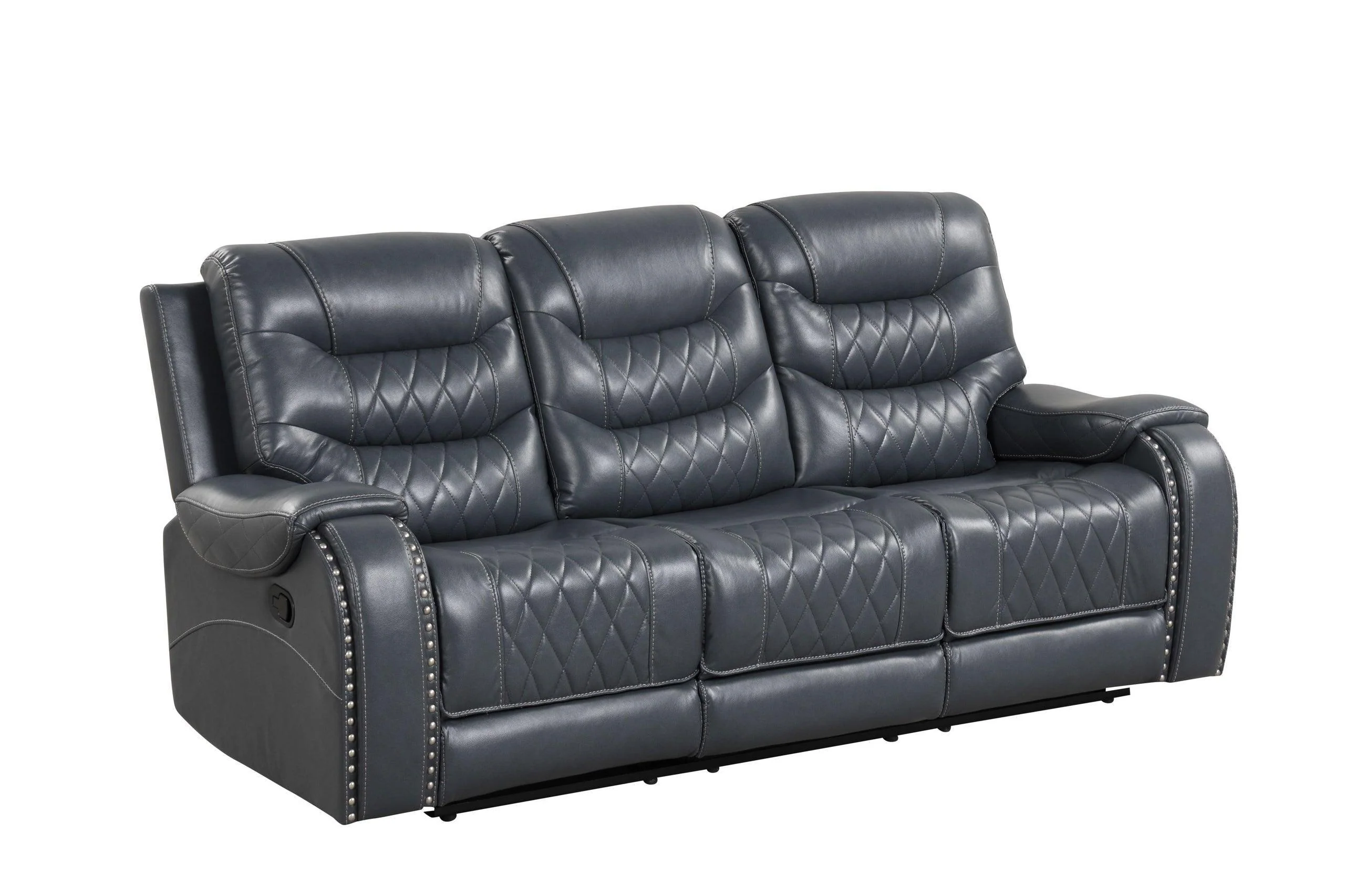 Ashy Navy Oversized 3-Piece Reclining Set - Image 2