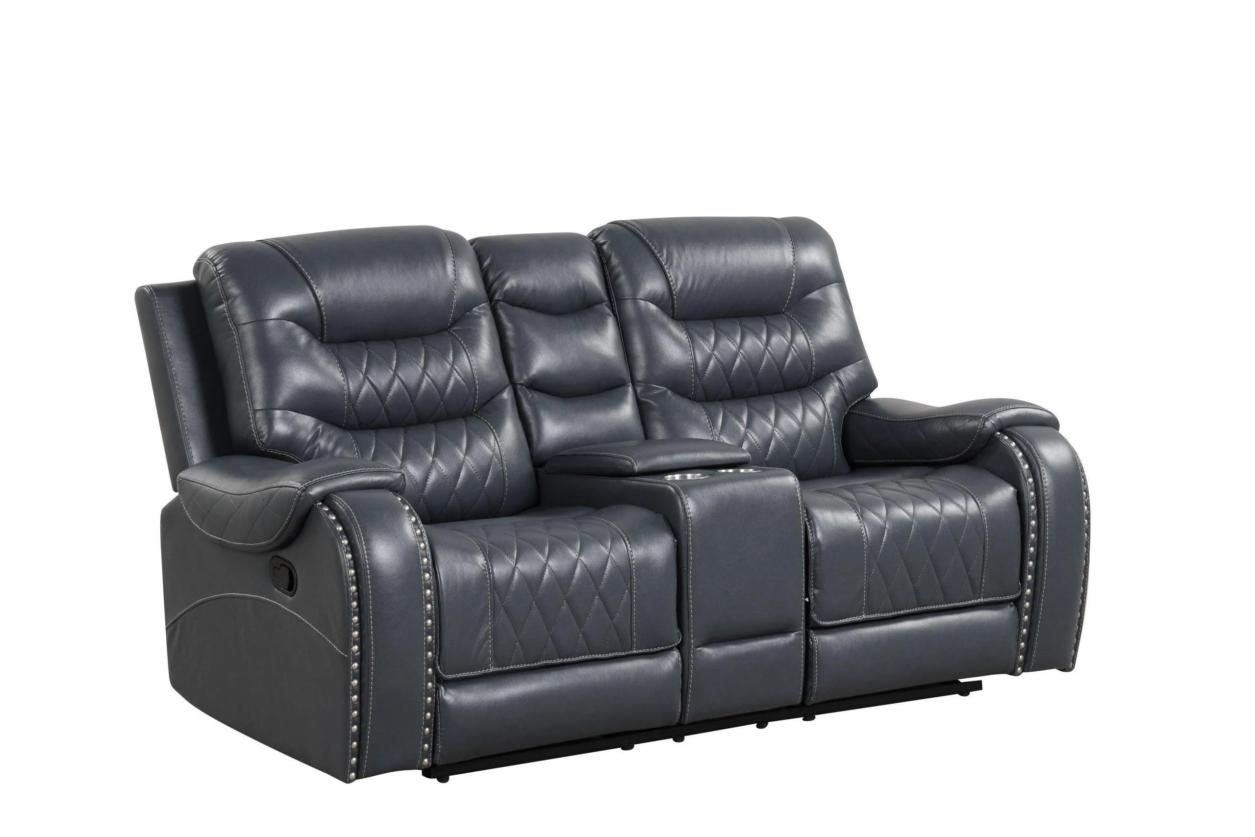 Ashy Navy Oversized 3-Piece Reclining Set - Image 3