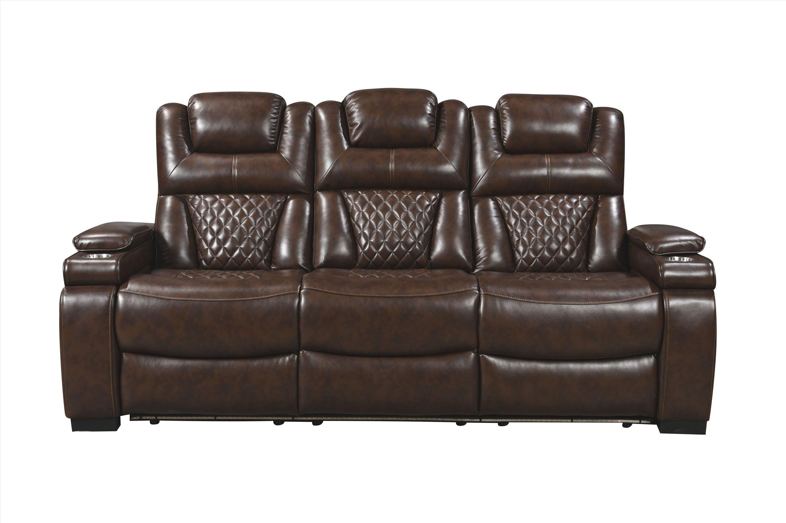 Woodland Brown Leather 3-Piece Power Reclining Set - Image 2