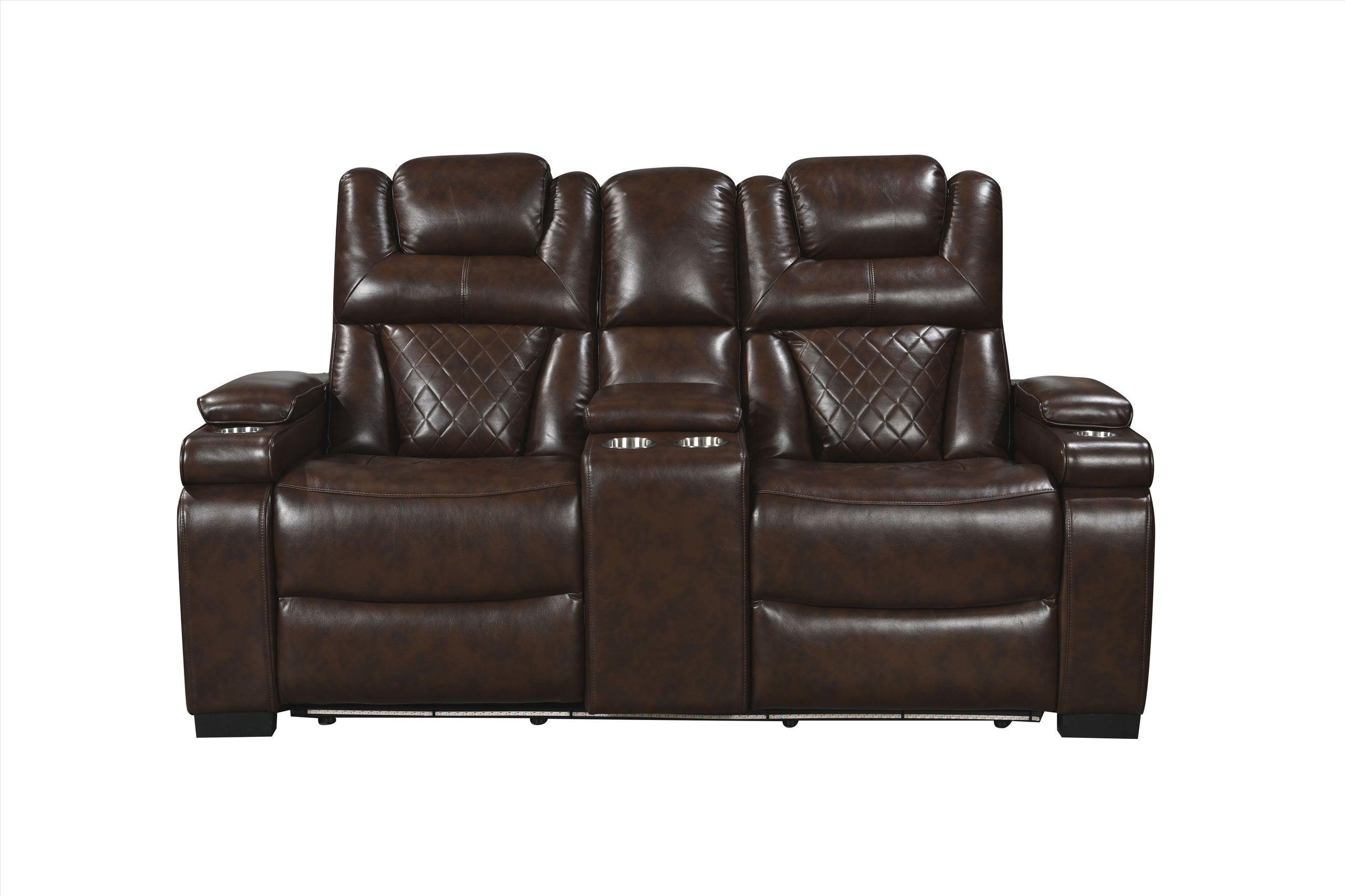 Woodland Brown Leather 3-Piece Power Reclining Set - Image 3