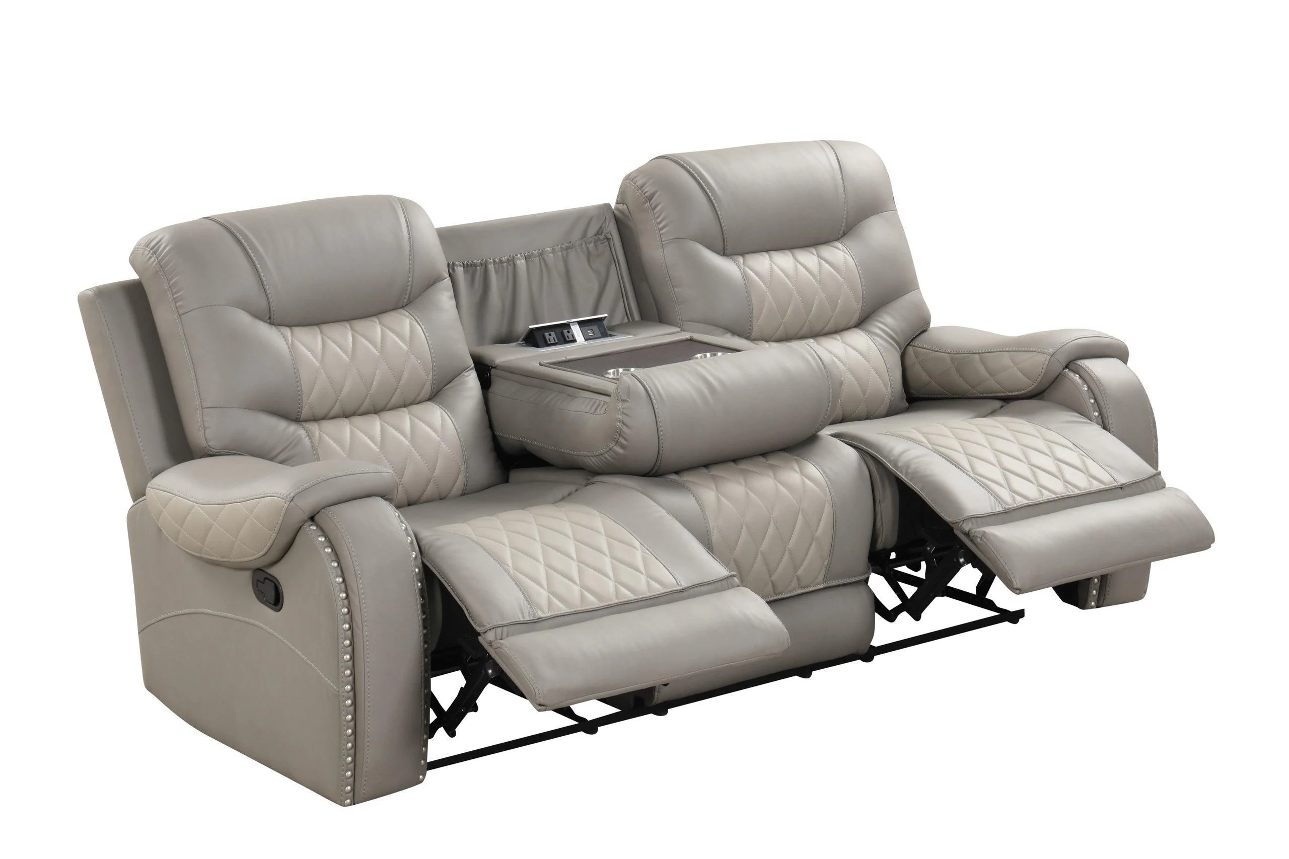 Ashy Light Gray Oversized 3-Piece Reclining Set - Image 2