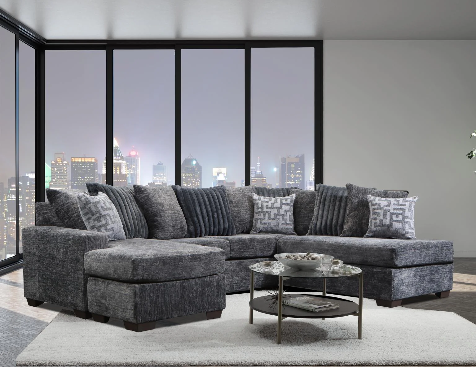 Flowy Charcoal Sectional - Image 1