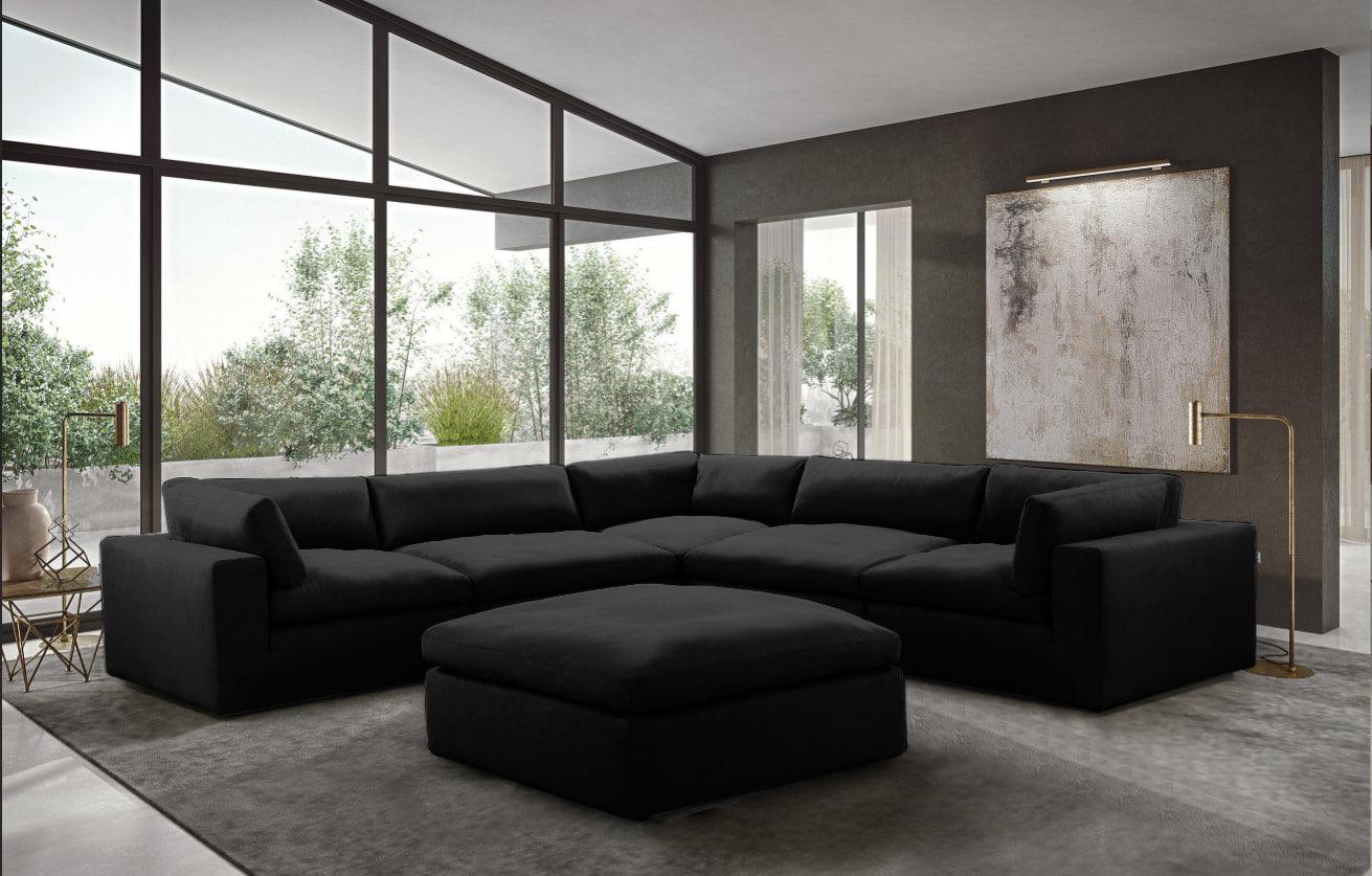 Xl Cloud Black Sectional + Ottoman Set - Image 1