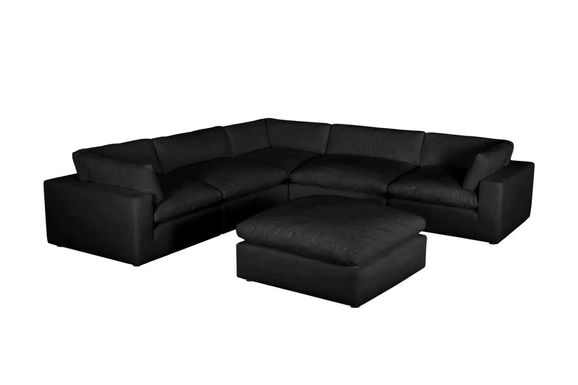 Xl Cloud Black Sectional + Ottoman Set - Image 2