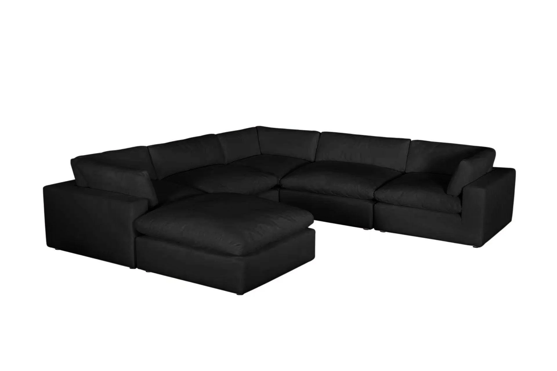 Xl Cloud Black Sectional + Ottoman Set - Image 3