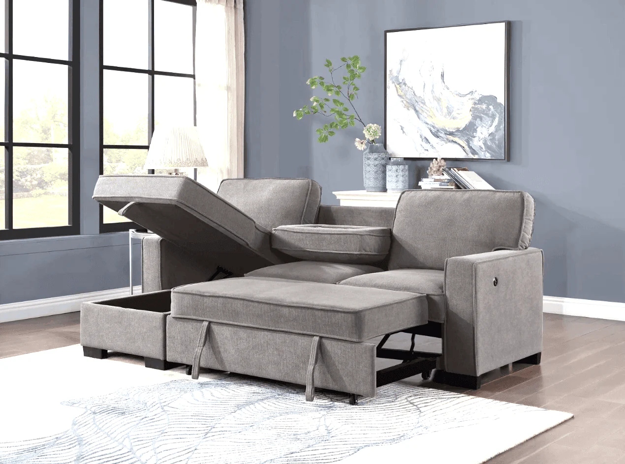 Marcos Gray Sectional With Pull-Out Bed - Image 2