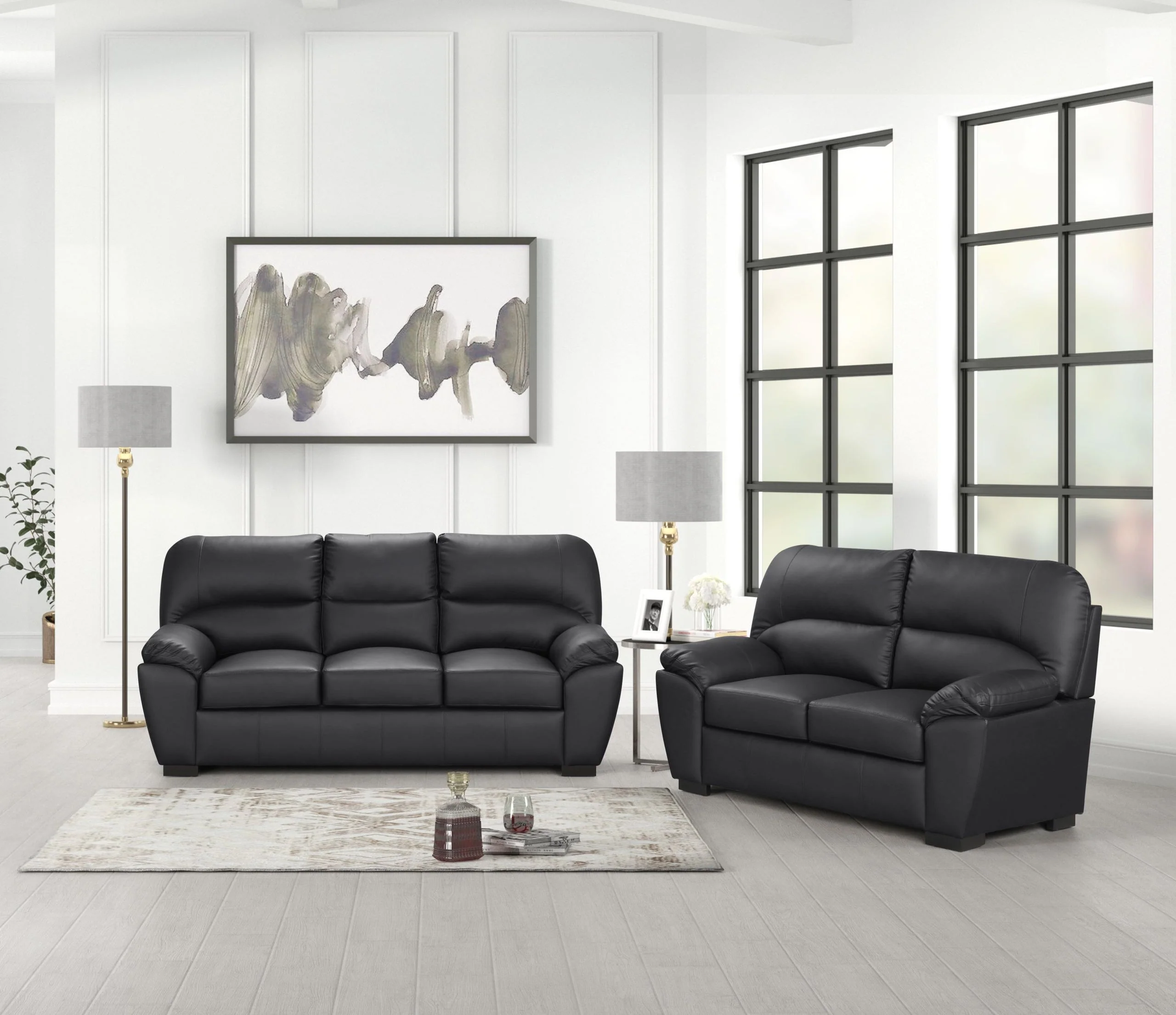 Tiffany Black 3-Piece Living Room Set - Image 2