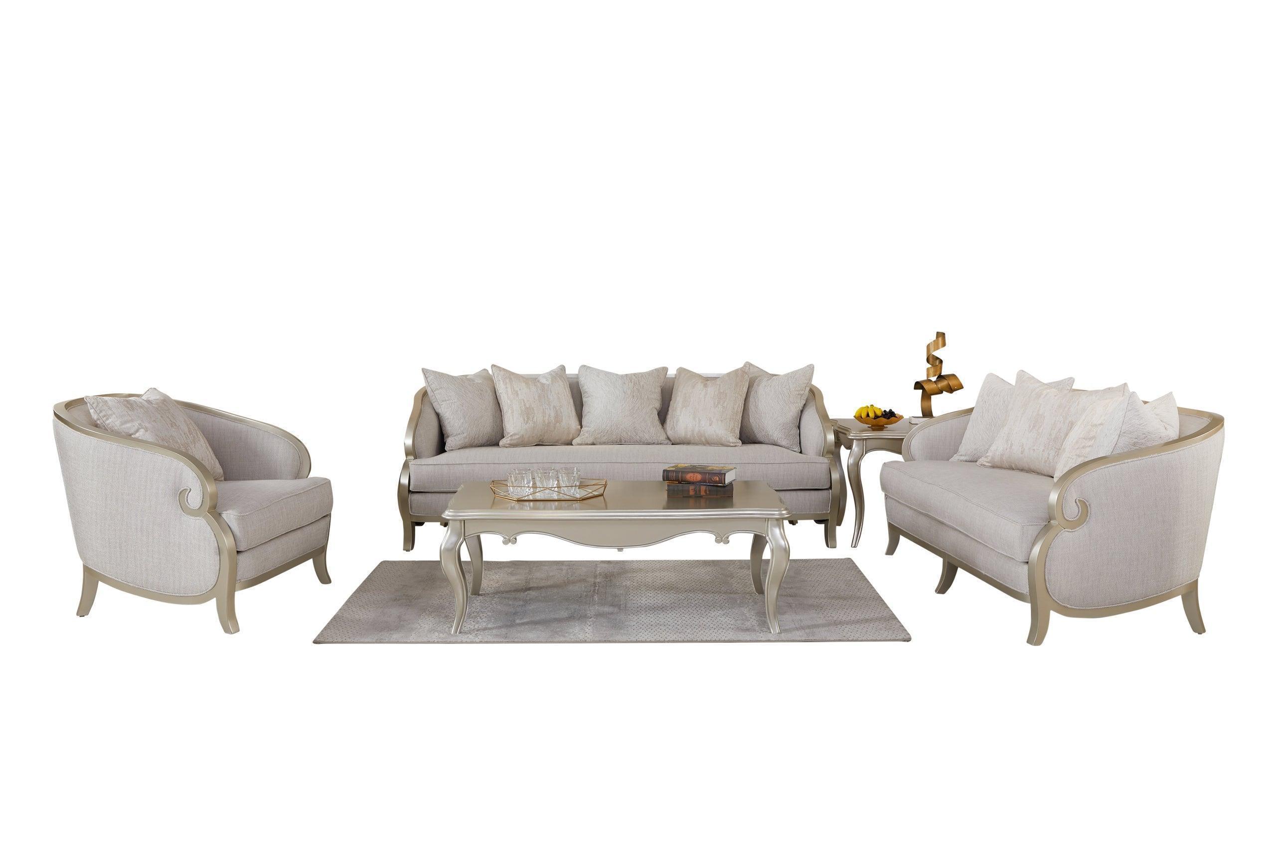 Alexandra Beige Fabric Upholstered 3-Piece Living Room Set - Image 2