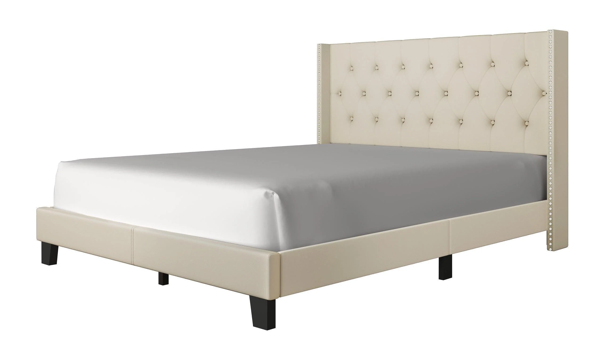 Paddy Beige Upholstered Tufted Platform Full Bed - Image 2