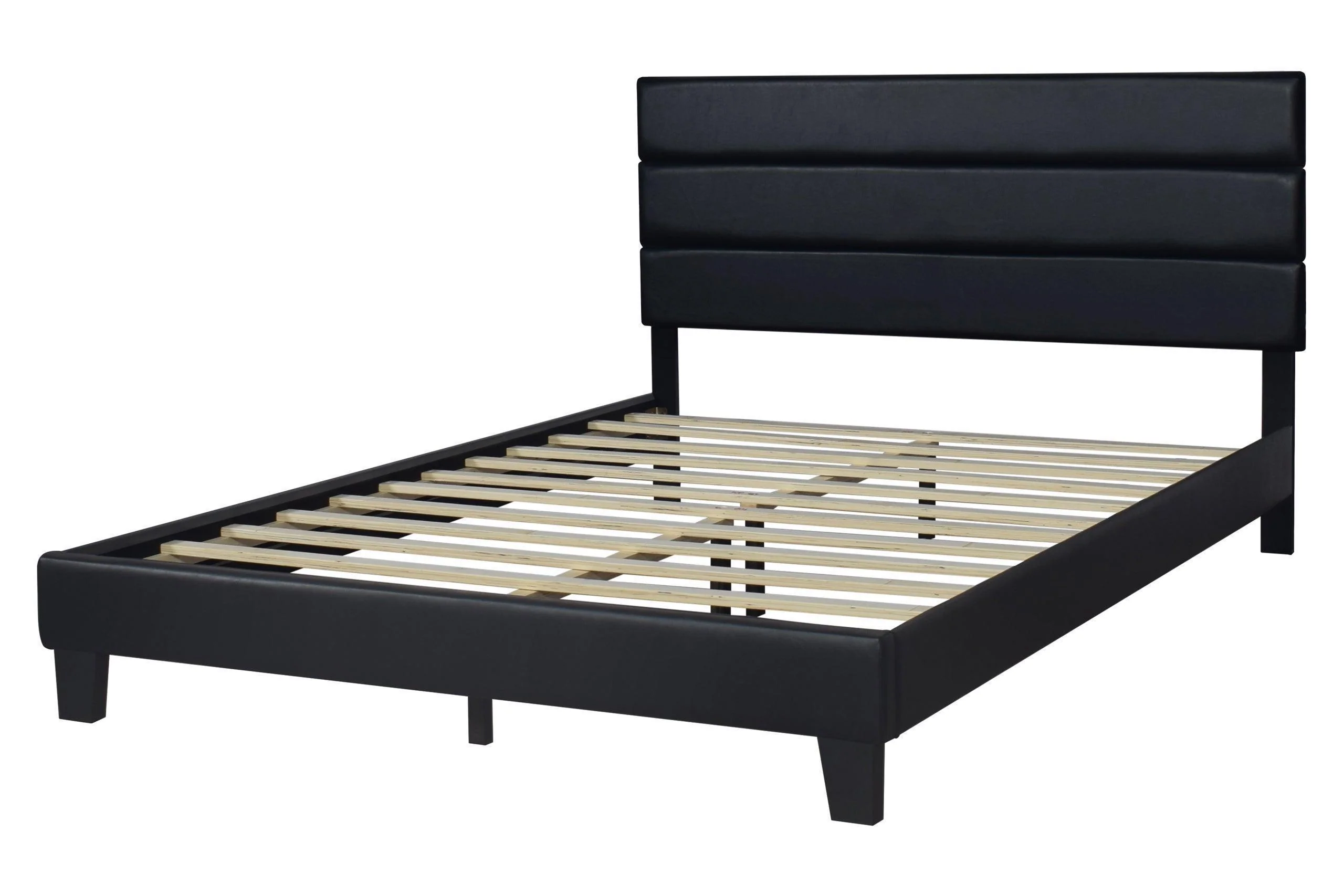 Welly Black PU Upholstered Platform Queen Bed - Image 2