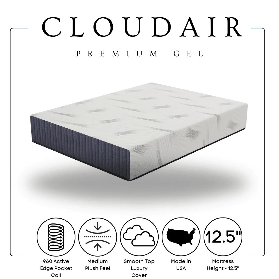Cloudair White Blue Hybrid Plush Queen Mattress - Image 3