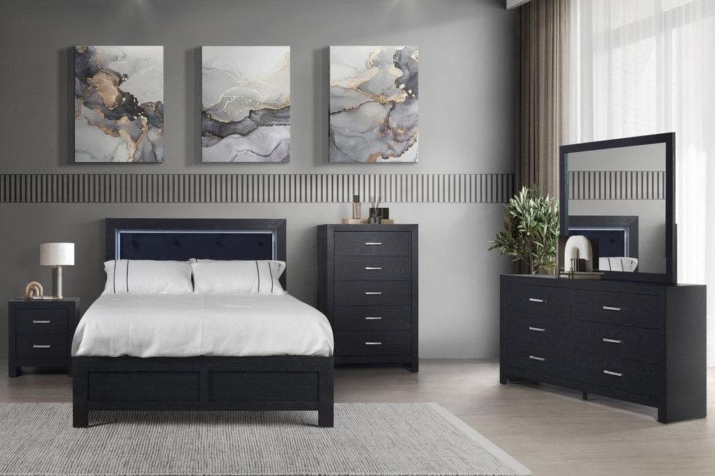 Moonlight Black Panel Bedroom Set - Image 1