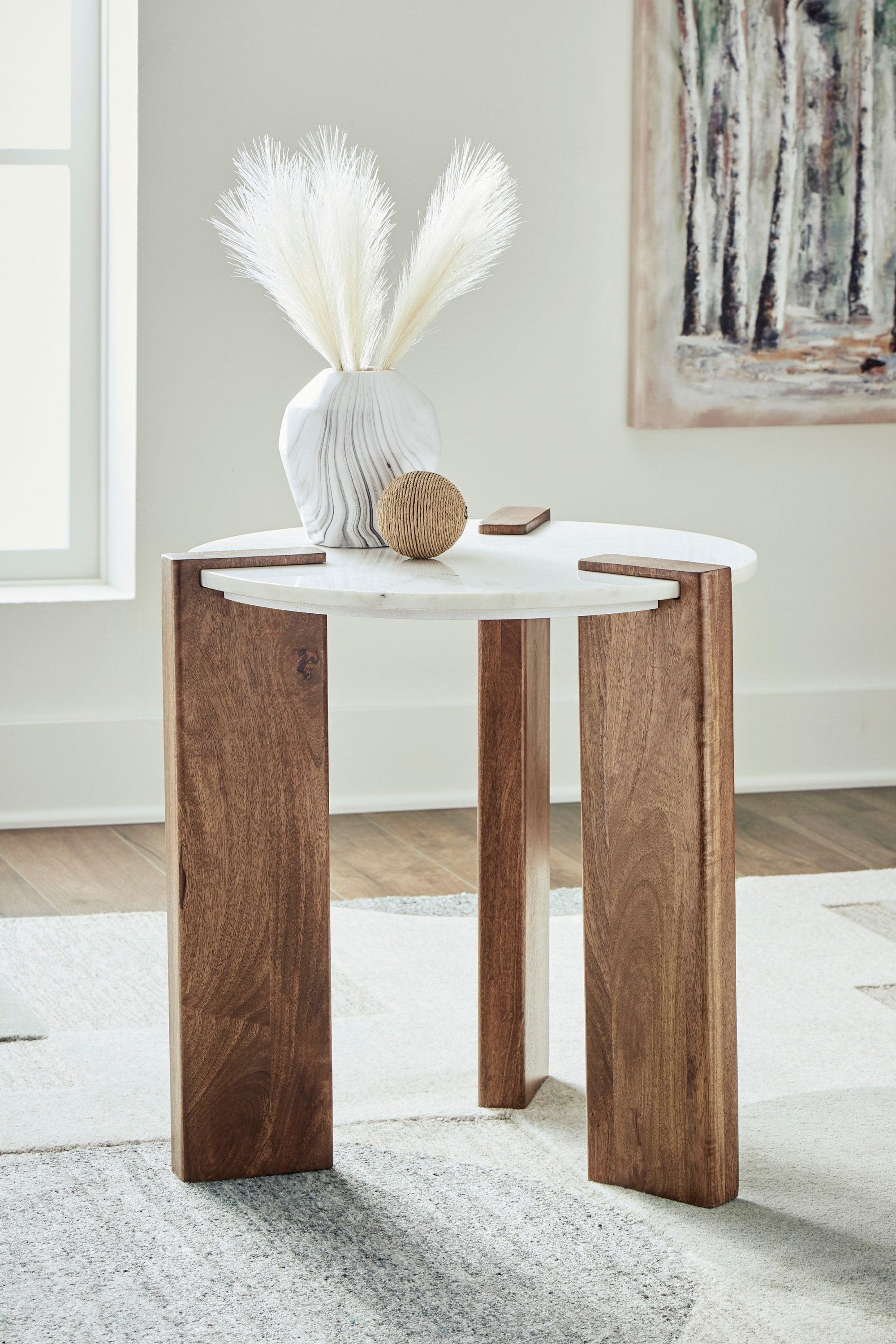 Isanti White Brown Marble Top Occasional Coffee Table - Image 2