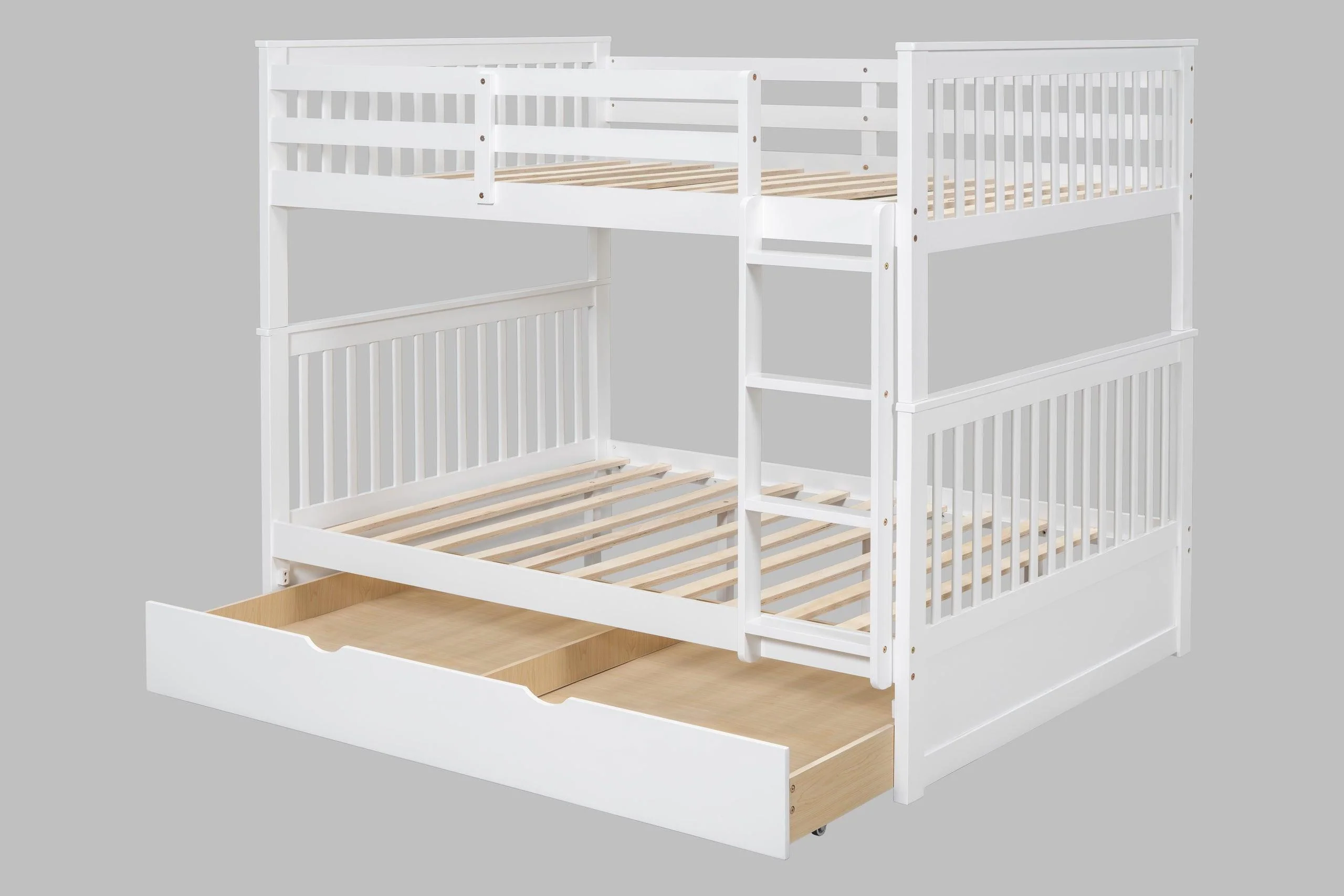 White Trundle Twin Over Twin Bunk Bed - Image 3