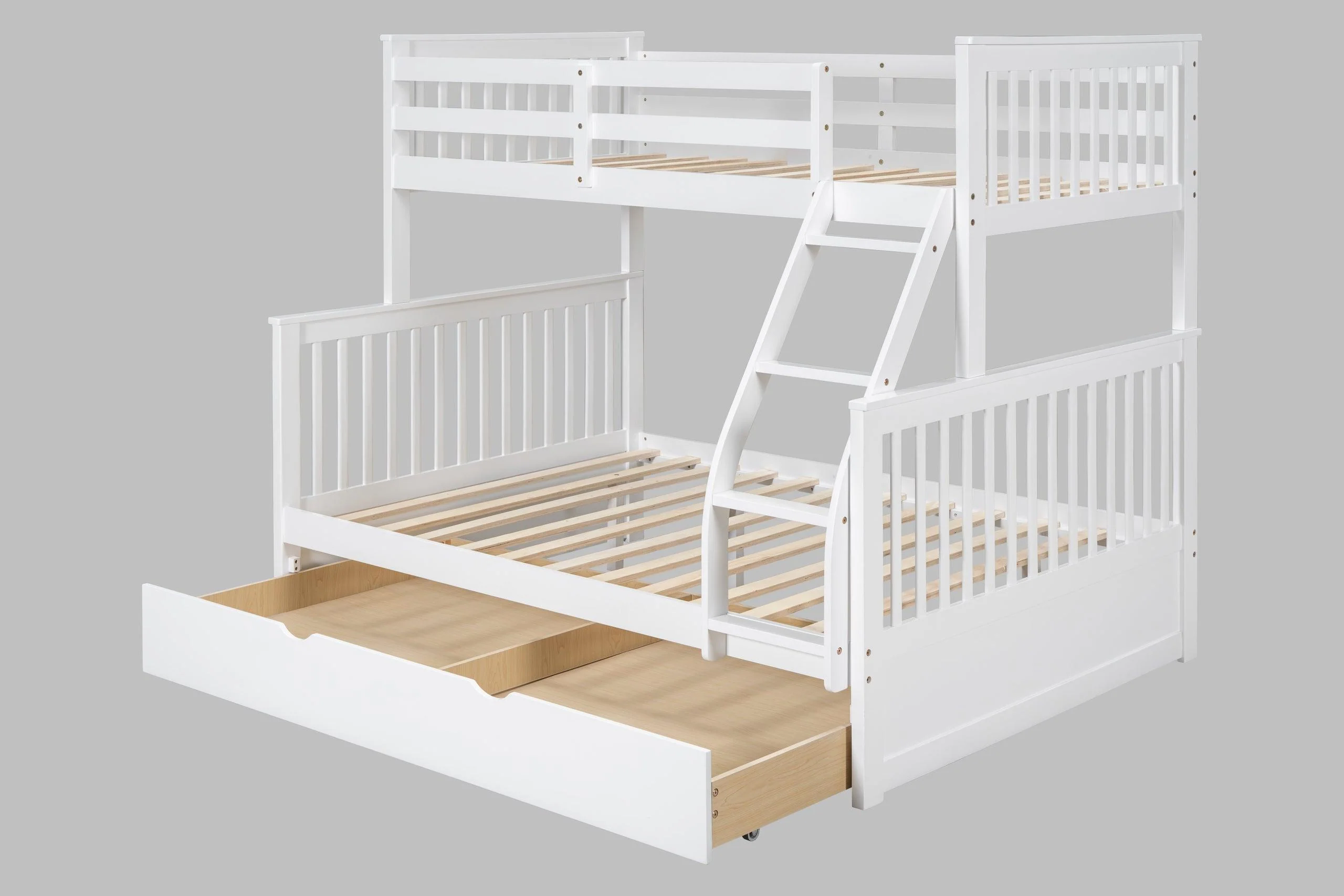 White Twin Over Full Trundle Bunk Bed - Image 2
