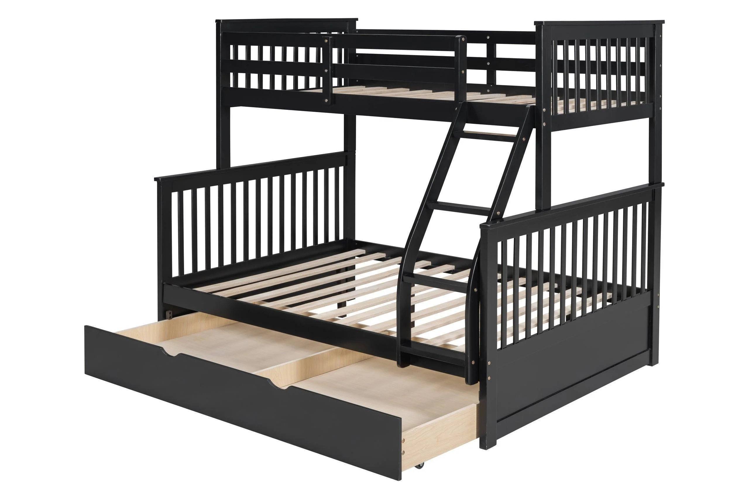 Black Twin Over Full Trundle Bunk Bed - Image 3