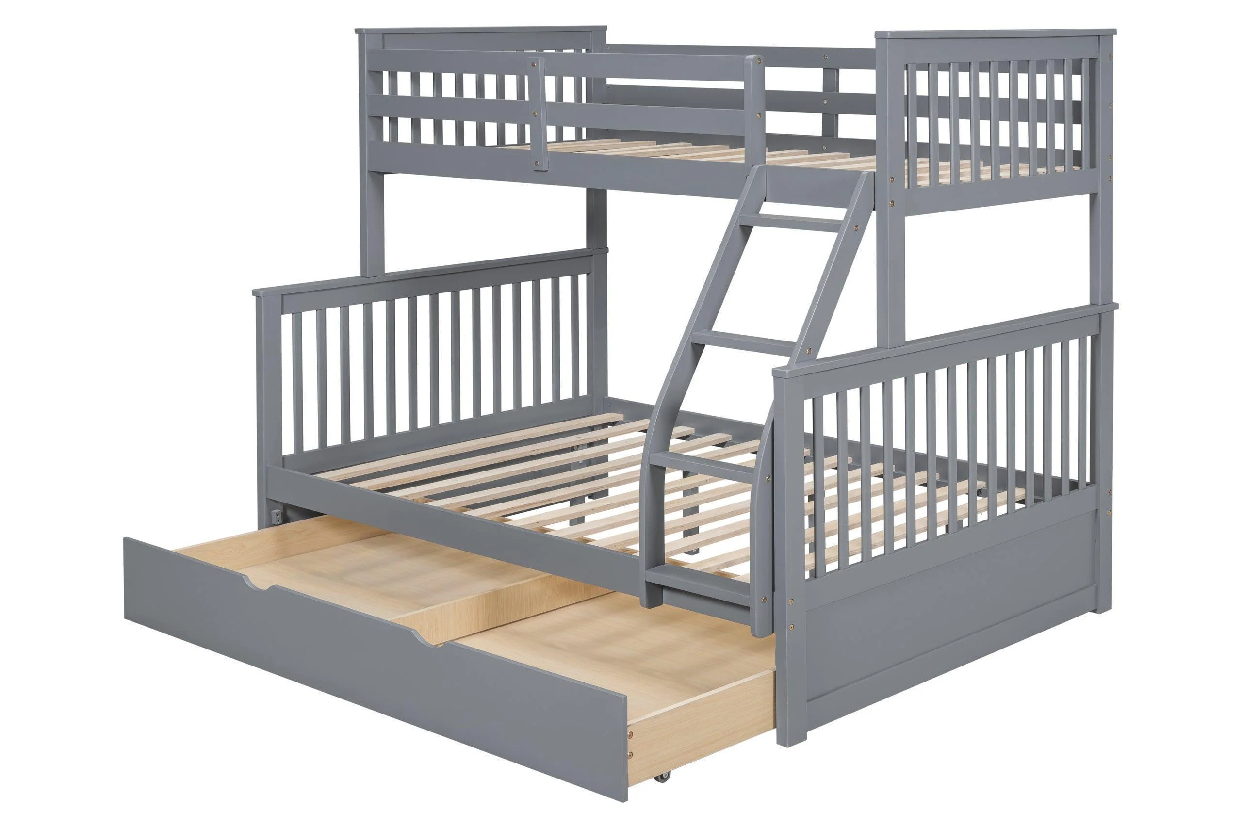 Gray Twin Over Full Trundle Bunk Bed - Image 2