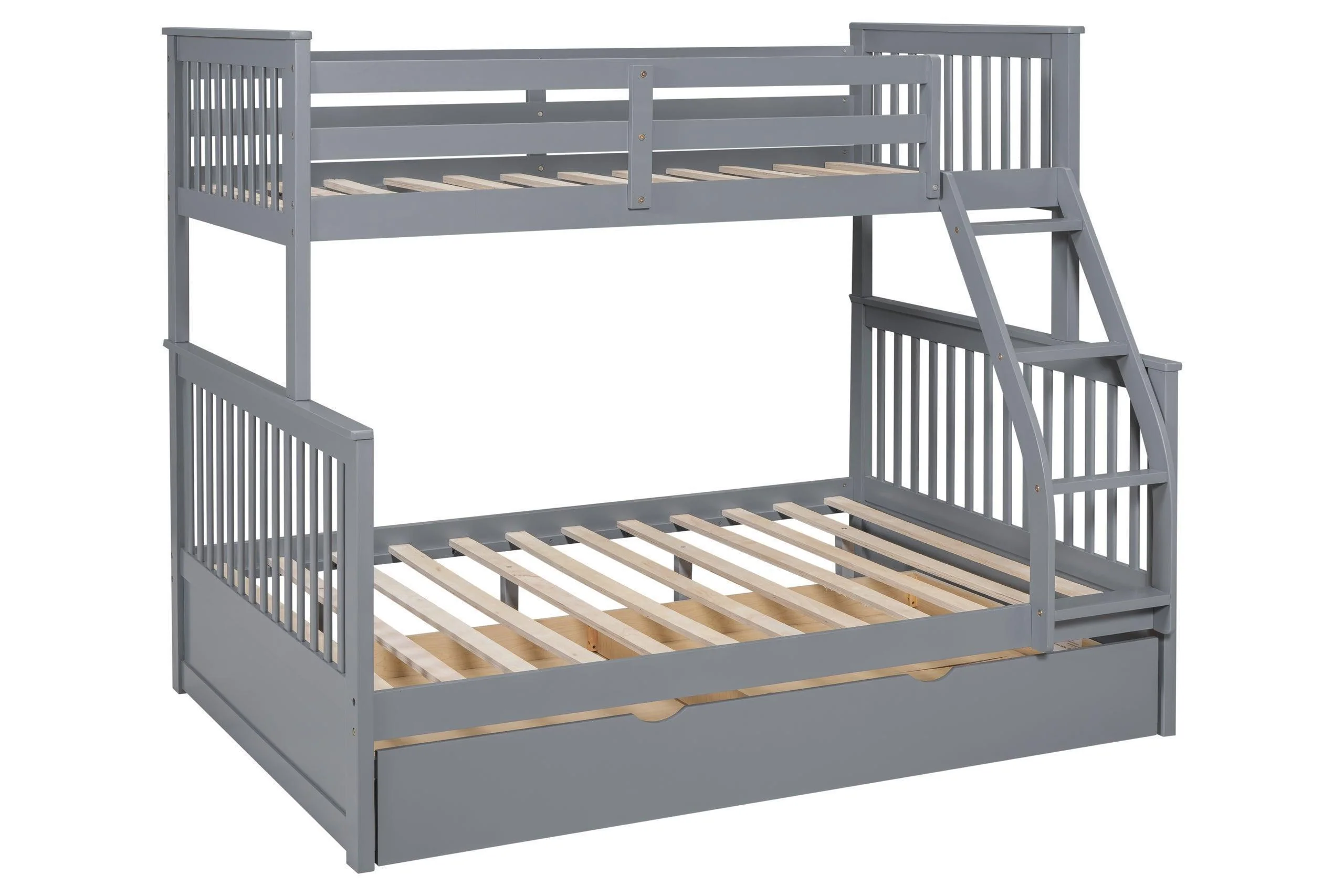 Gray Twin Over Full Trundle Bunk Bed - Image 3