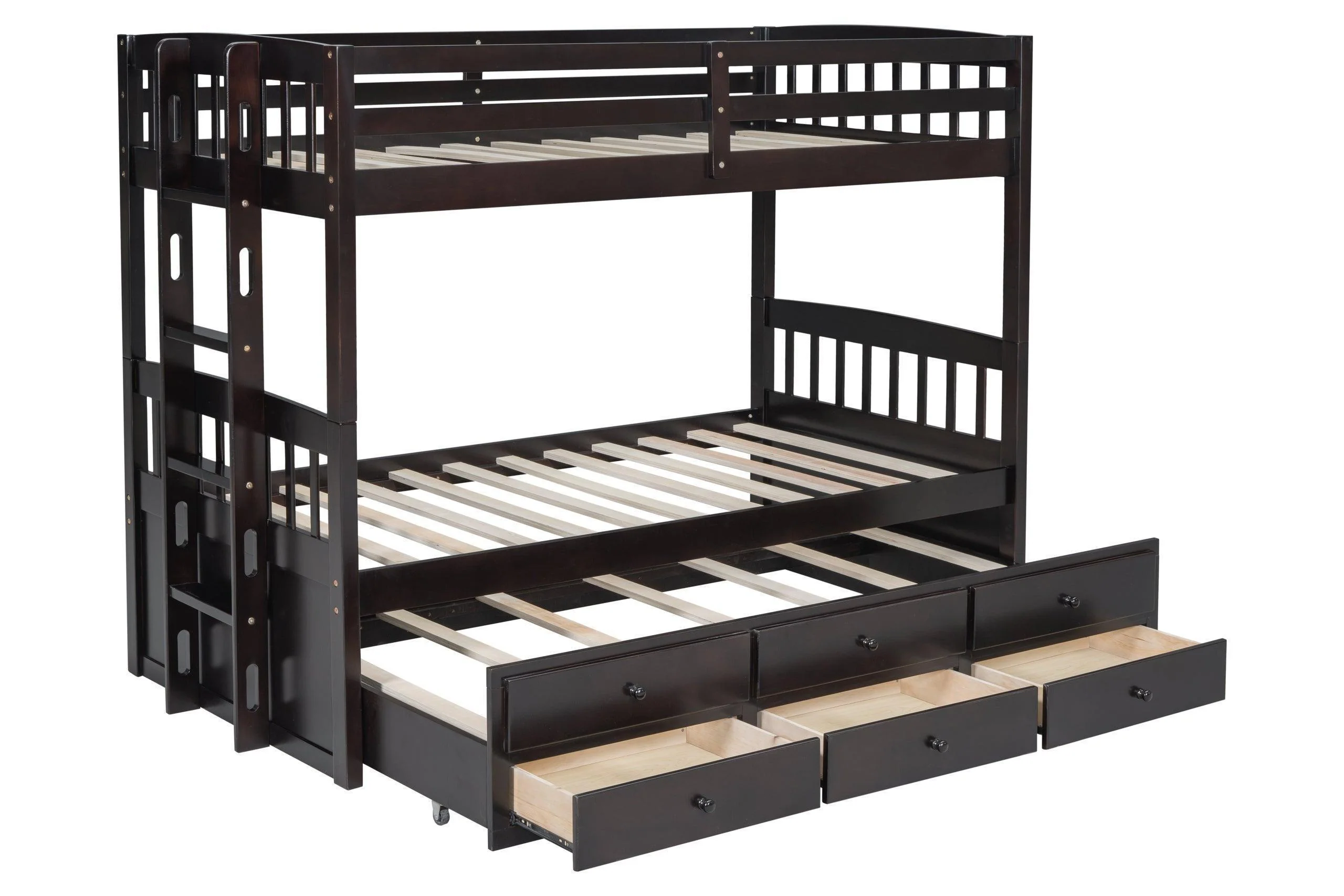 Espresso Twin Over Twin Trundle Storage Bunk Bed - Image 2