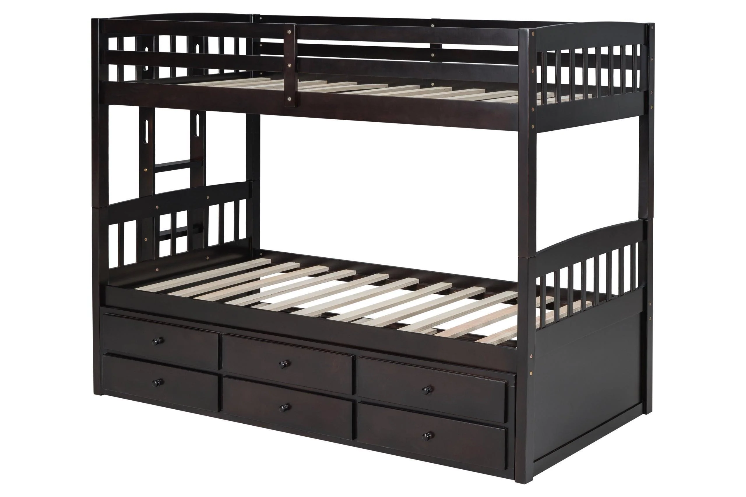 Espresso Twin Over Twin Trundle Storage Bunk Bed - Image 3