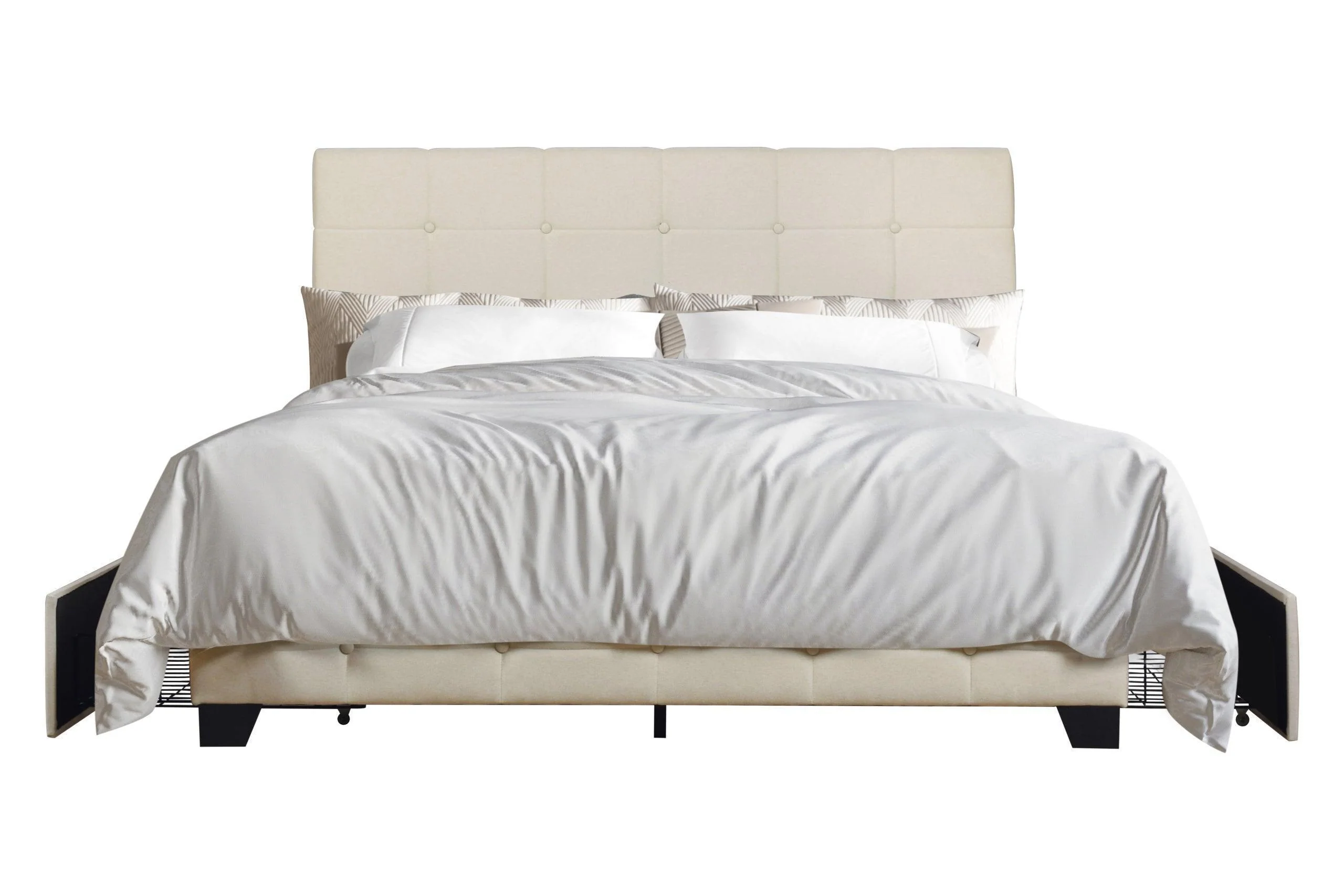 Faddy Beige Upholstered Tufted Platform Full Bed - Image 2