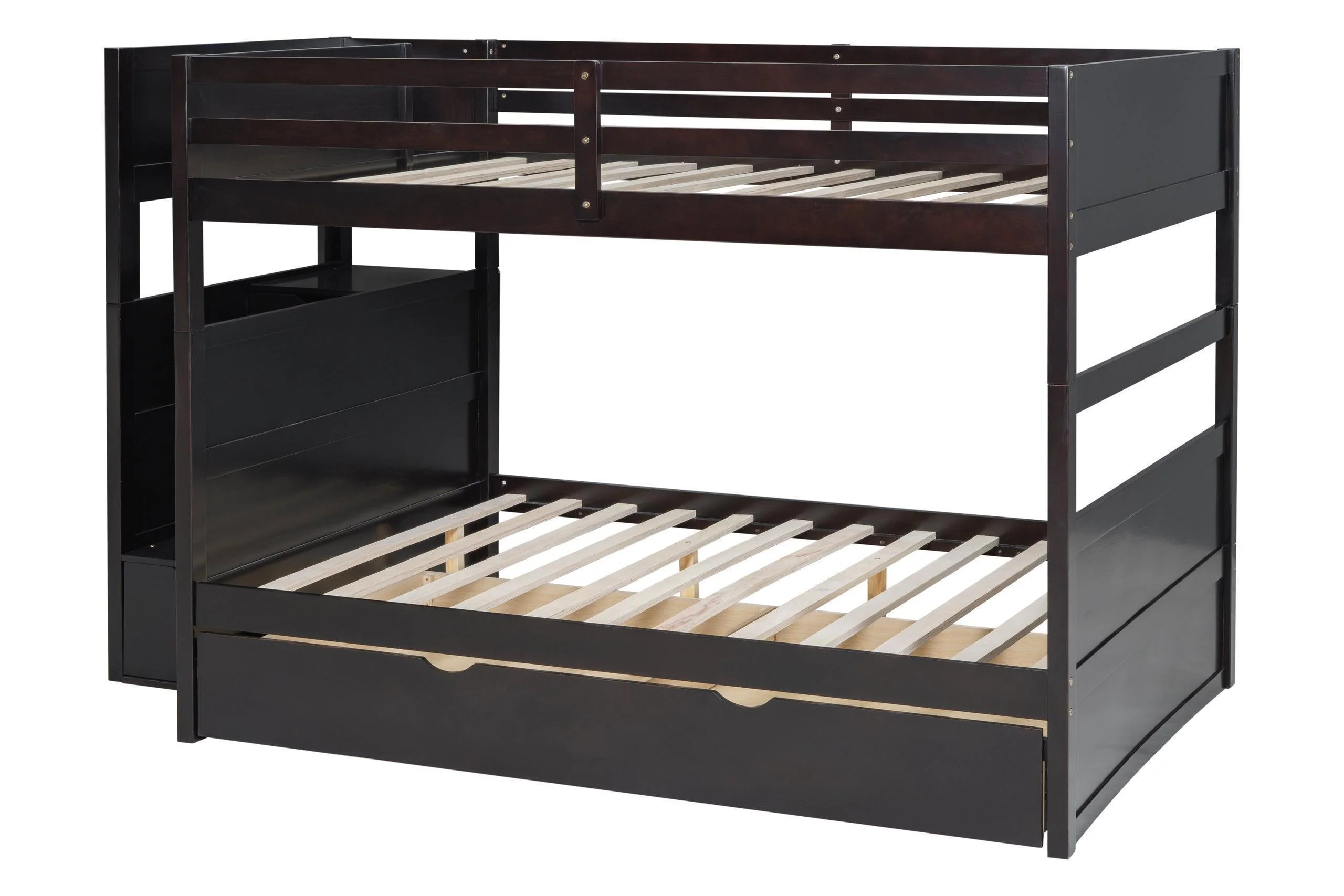Espresso Full Over Full Trundle Staircase Storage Bunk Bed - Image 3